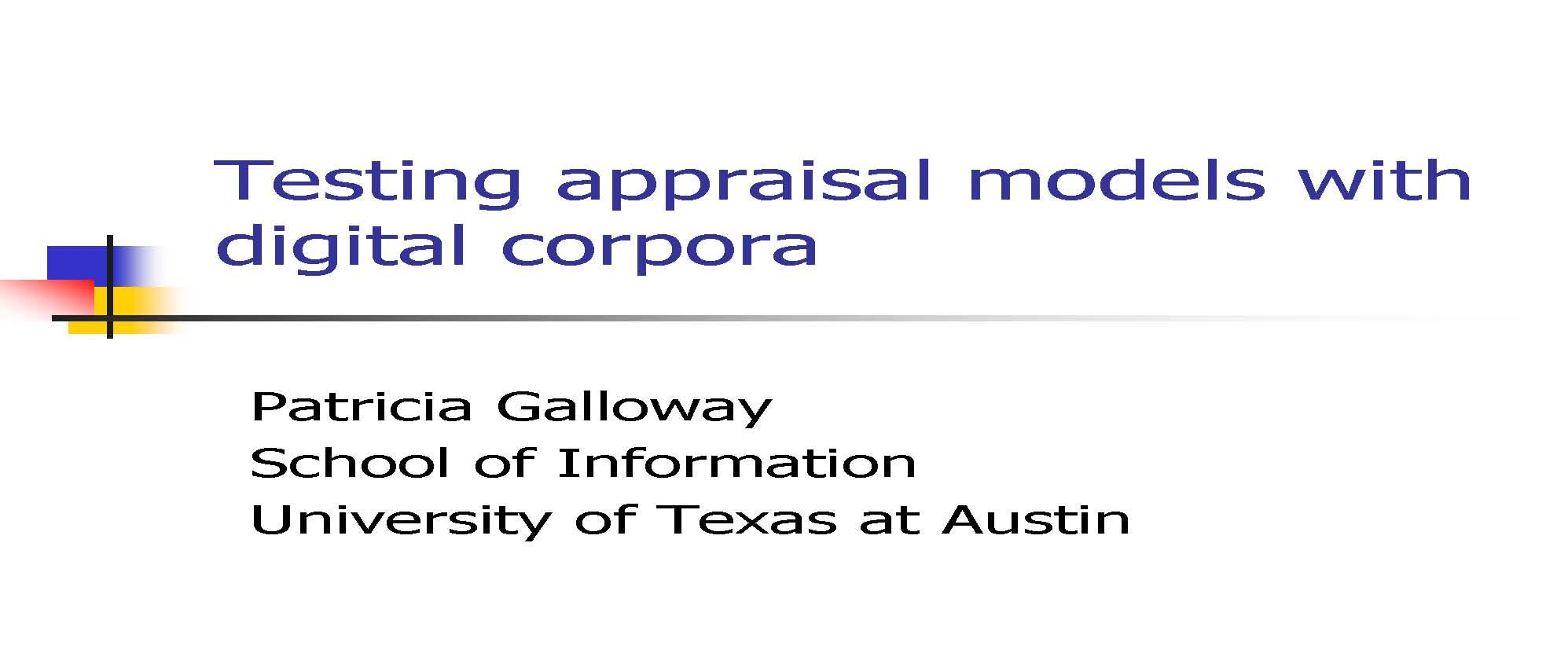 APPRAISAL & SELECTN OF RECORDS