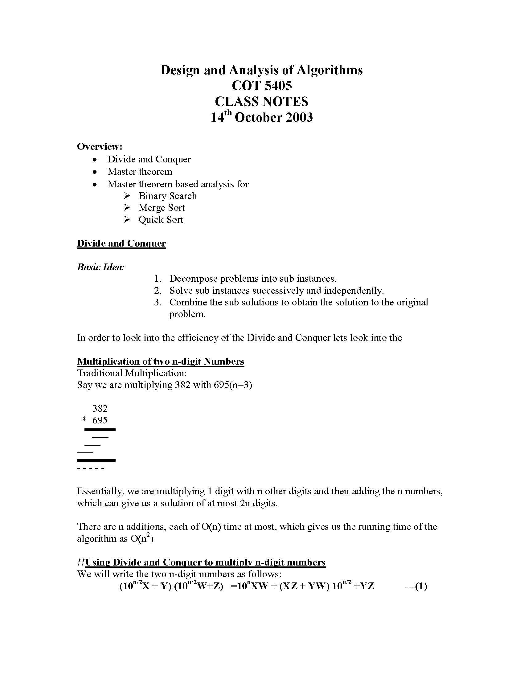 Design and Analysis of Algorithms
