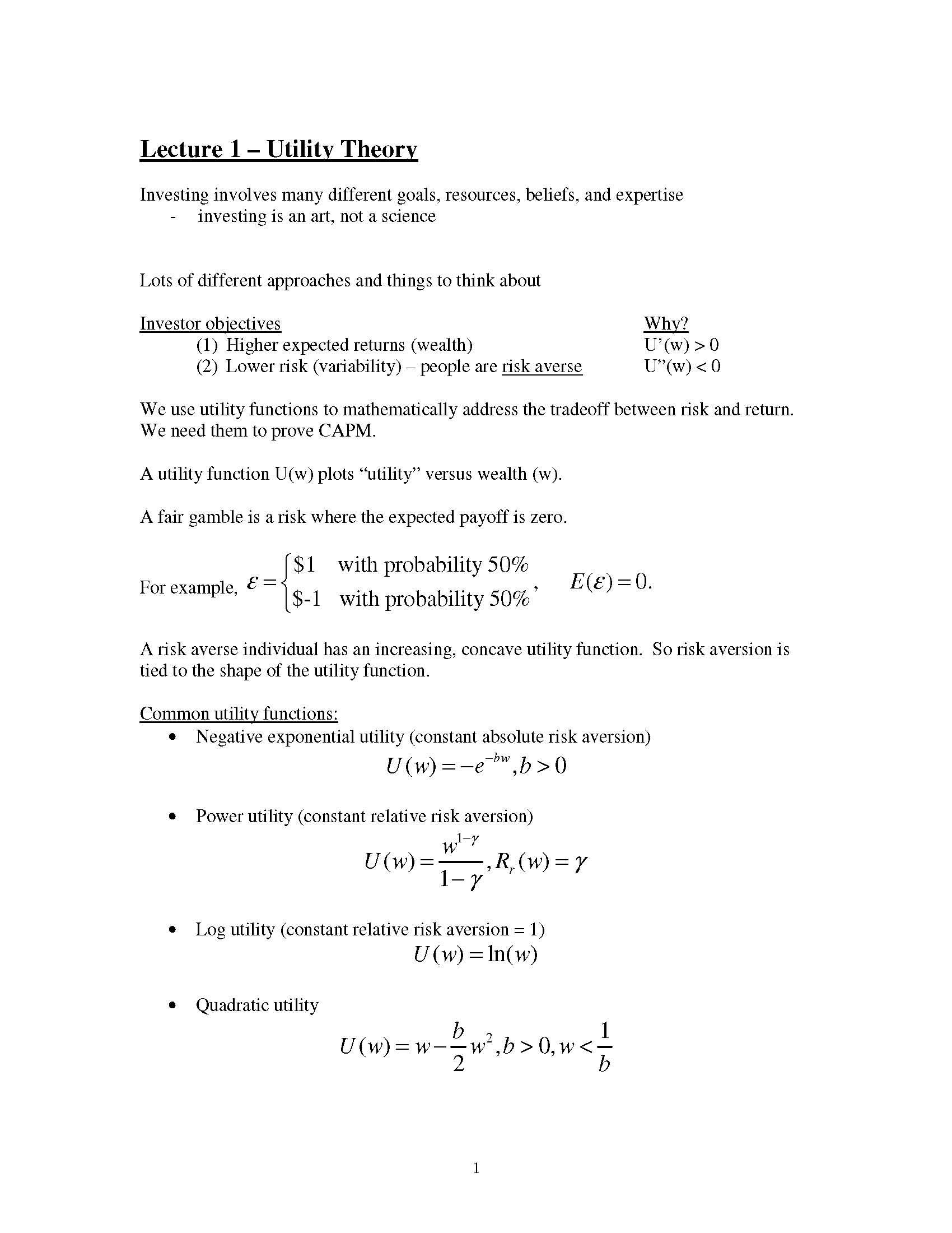 PORTFOLIO THEORY