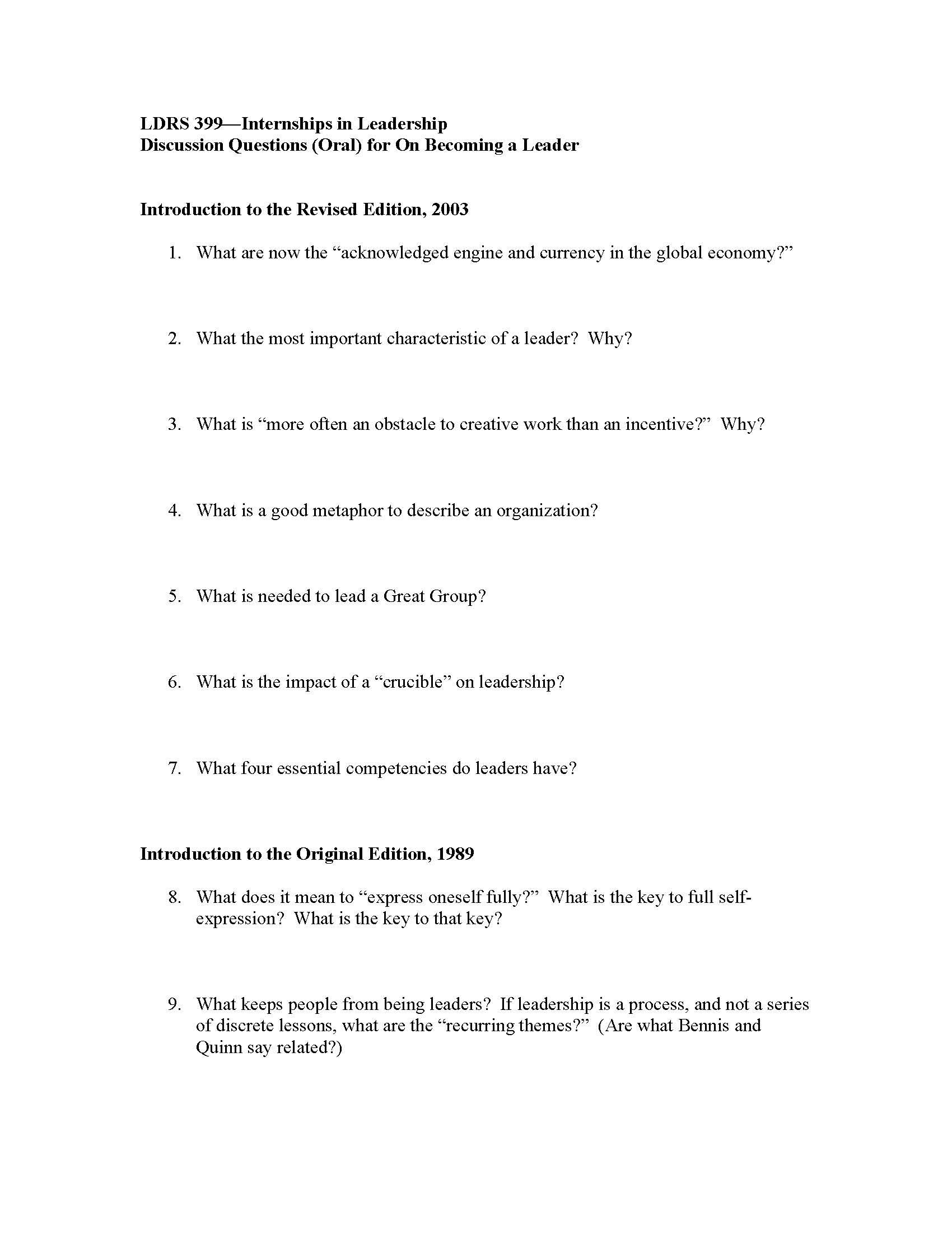 Internship in Leadership