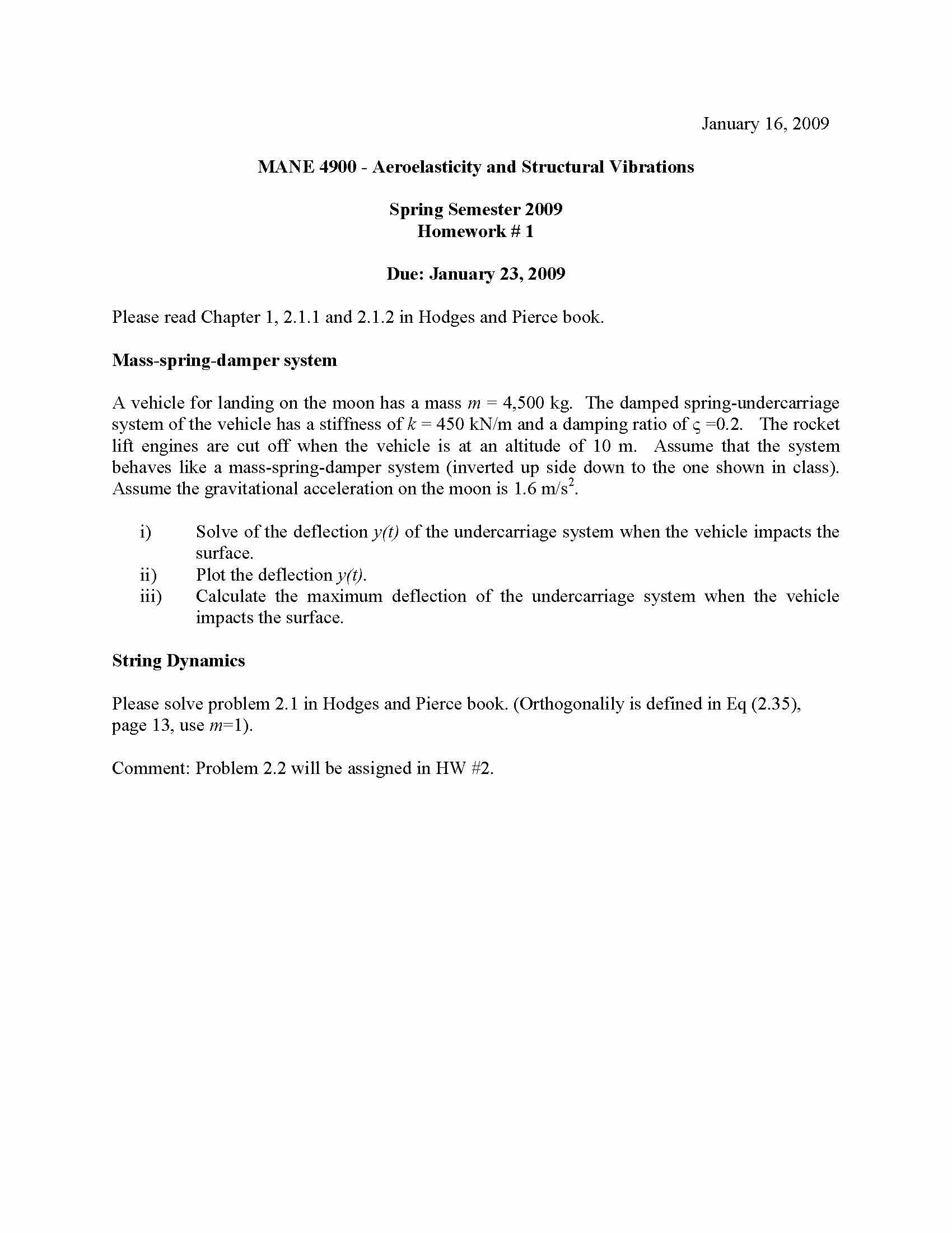 AEROELASTICITY AND STRUCTURAL VIBRATIONS