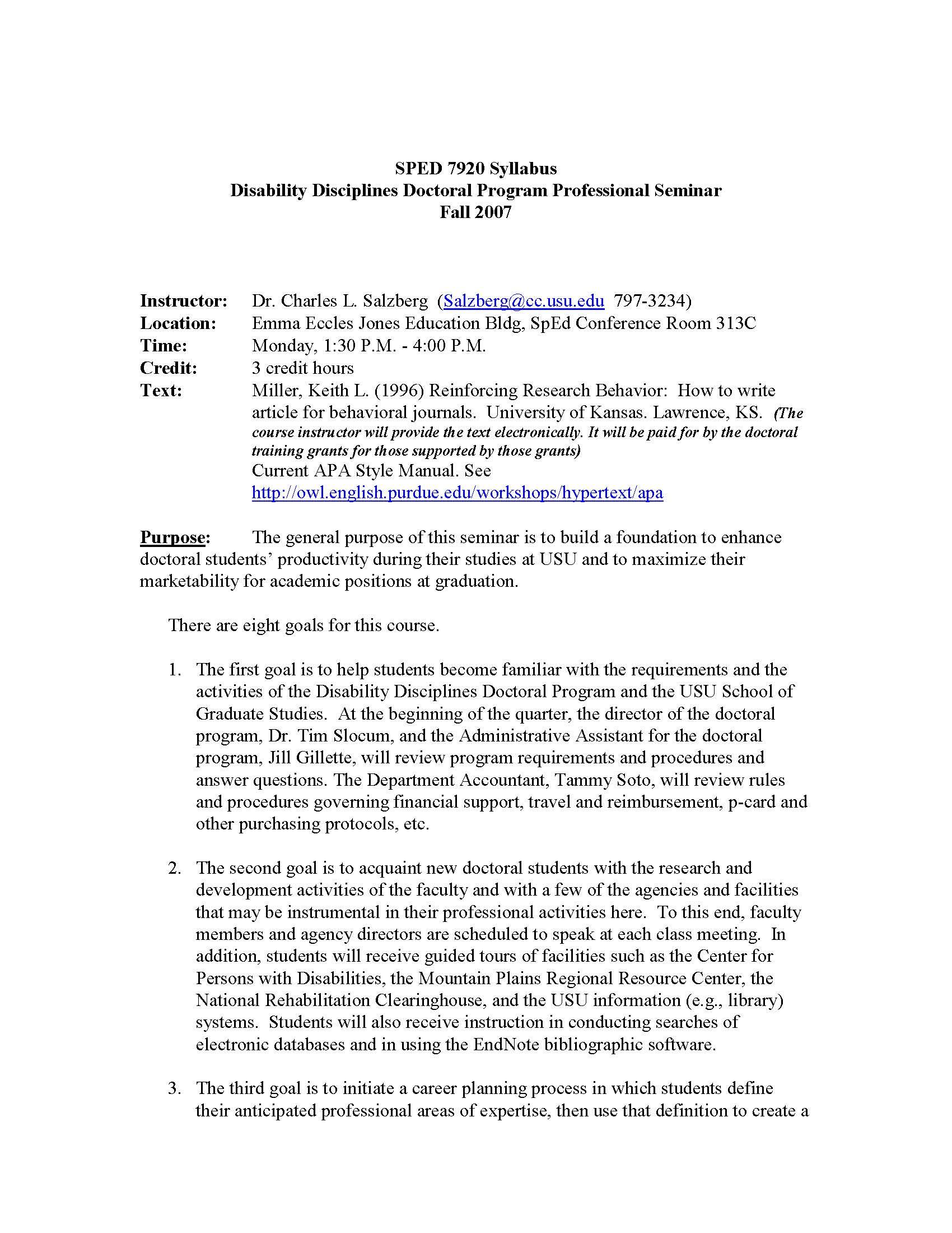 Doctoral Program Professional Seminar