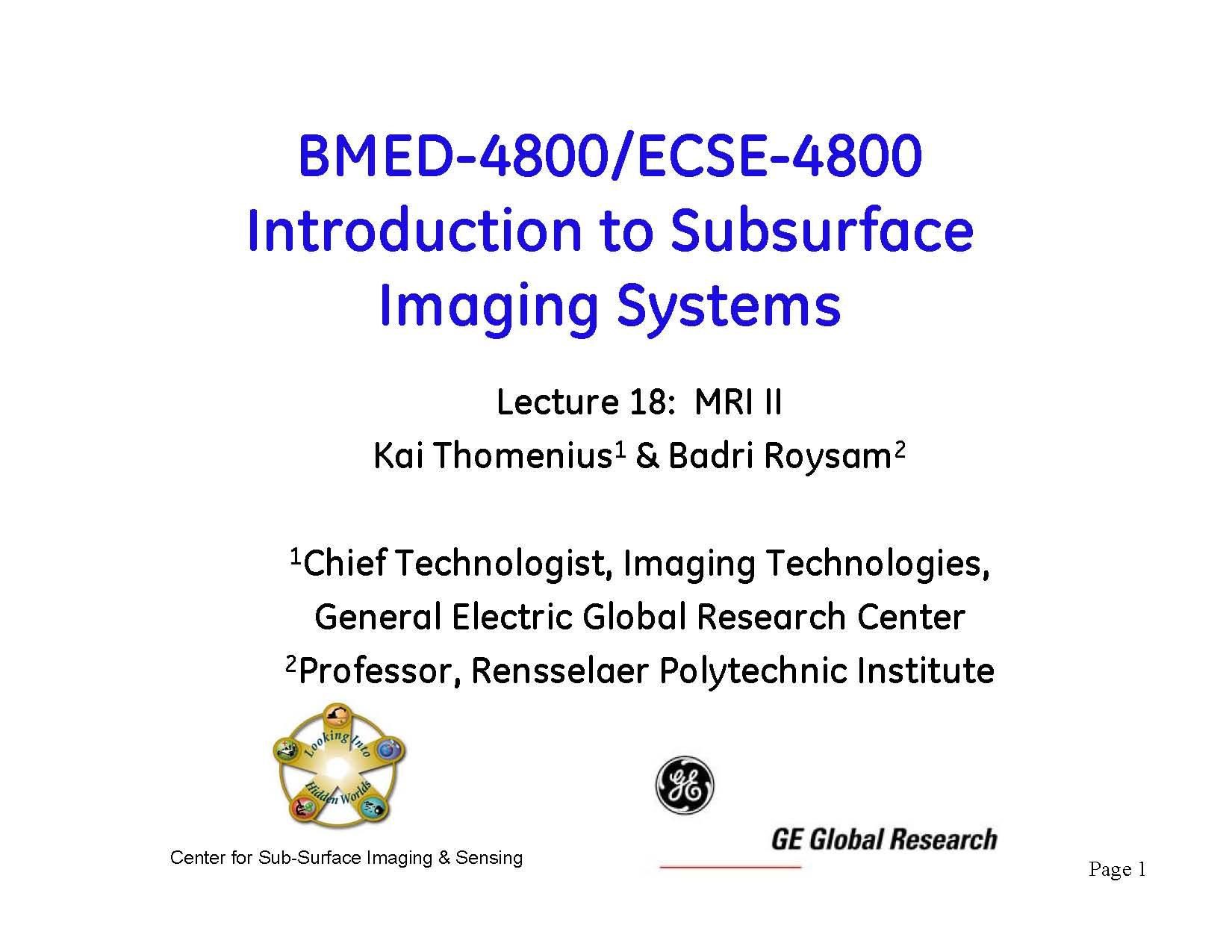 SUBSURFACE IMAGING