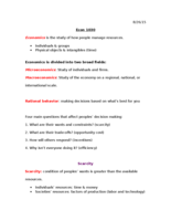 Econ 1030 Week 1 Notes