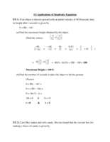 3.5 Applications of Quadratic Functions