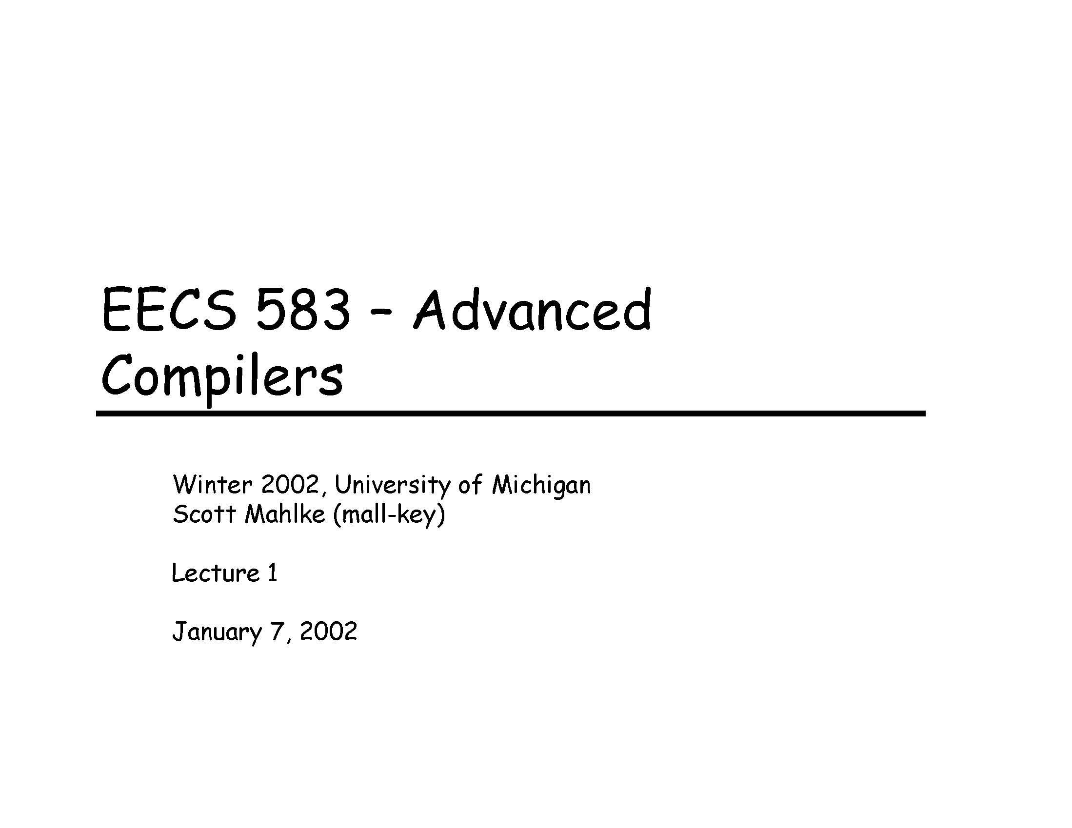 Advanced Compilers