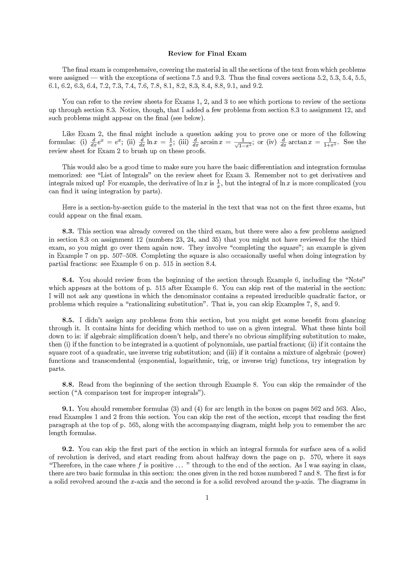 Calc & Analyt Geom II (HONORS)