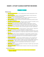 Exam 1 Chapter Reviews/Study Guide