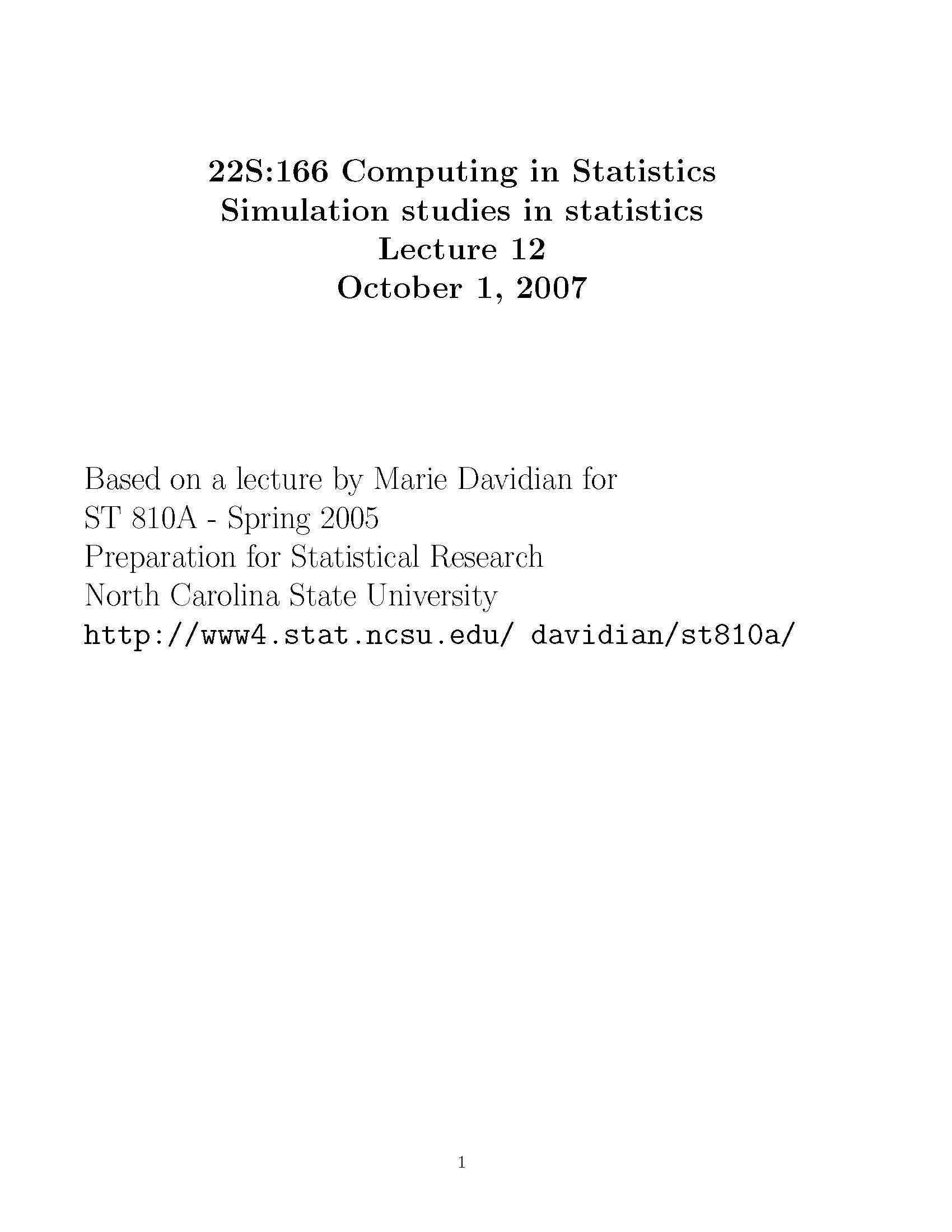 Computing in Statistics