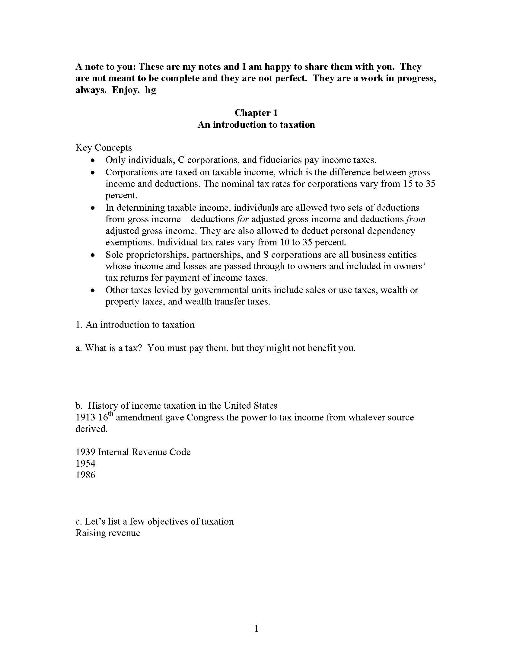 Taxation of Businesses