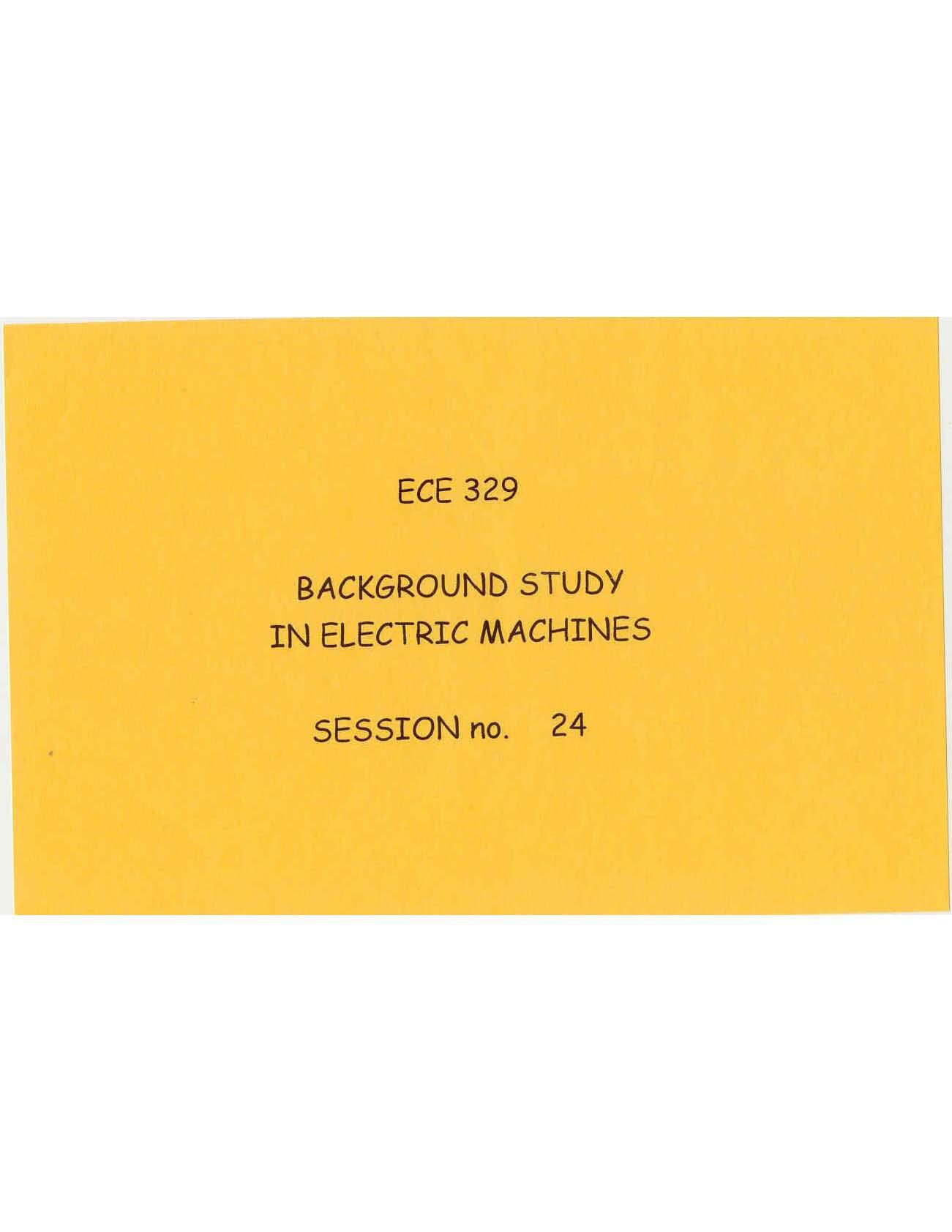 Background Study in Electrical Machines