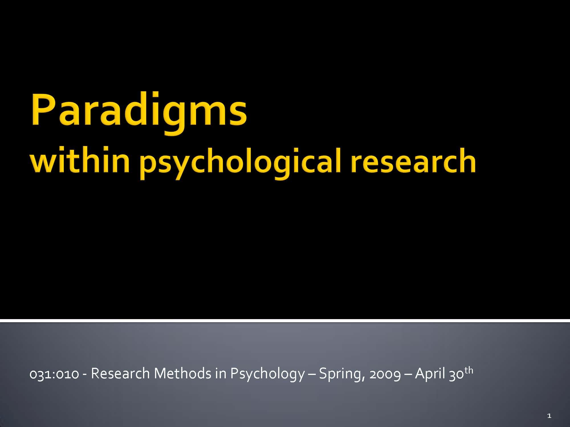 Research Methods in Psychology