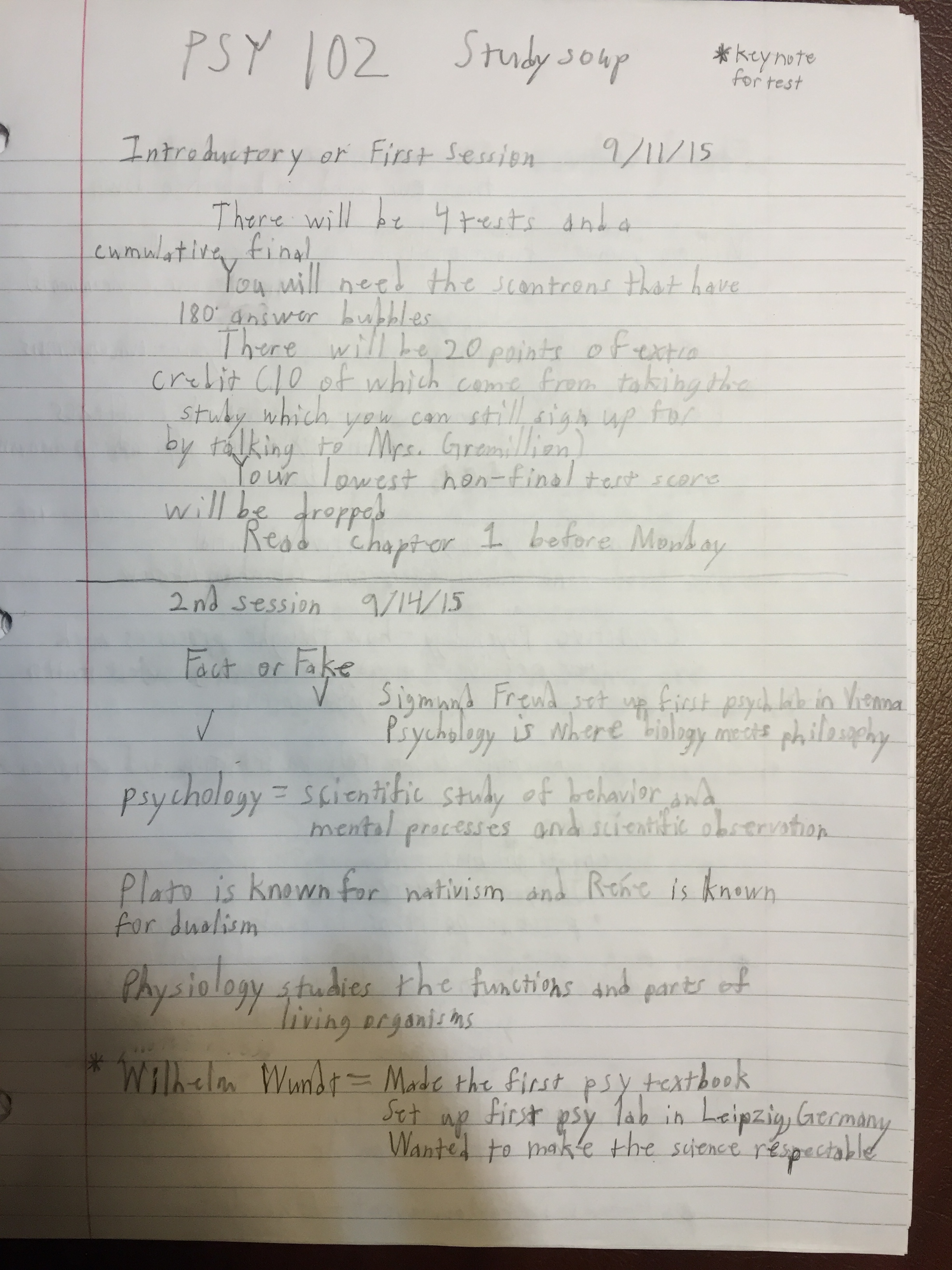 Psychology First week lecture notes