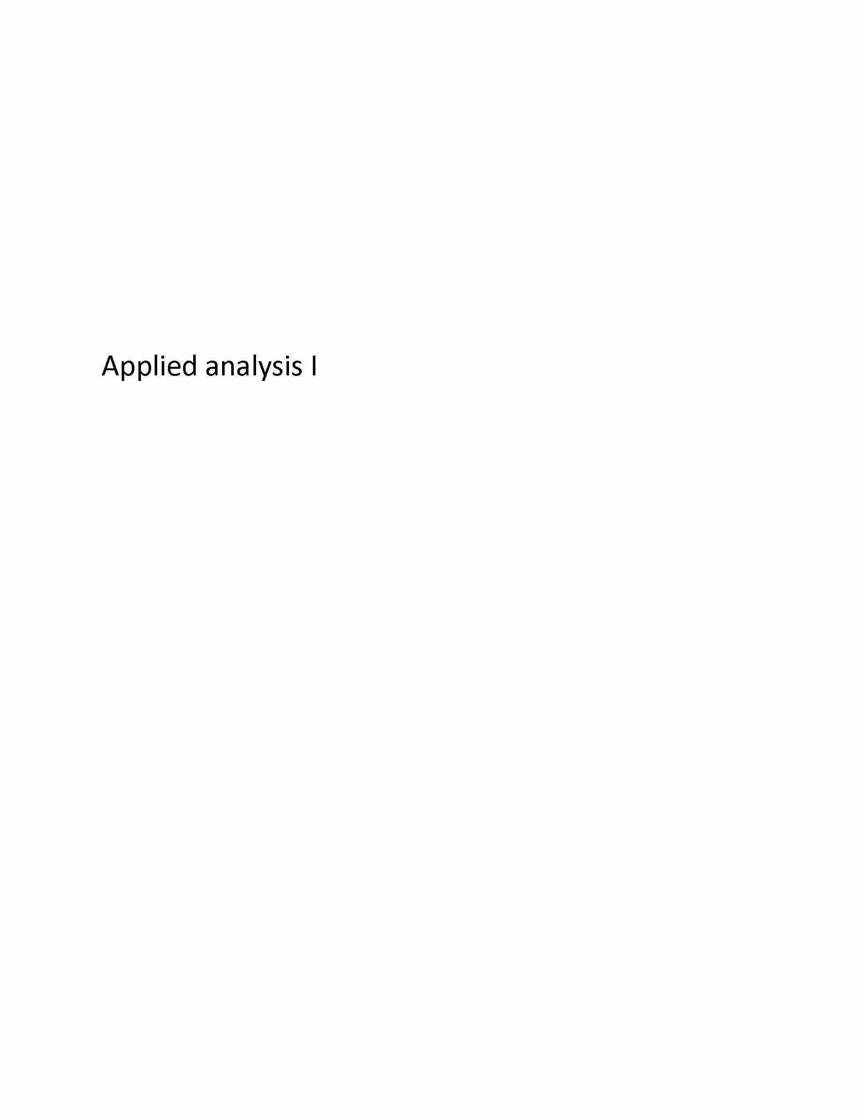 Applied Analysis I