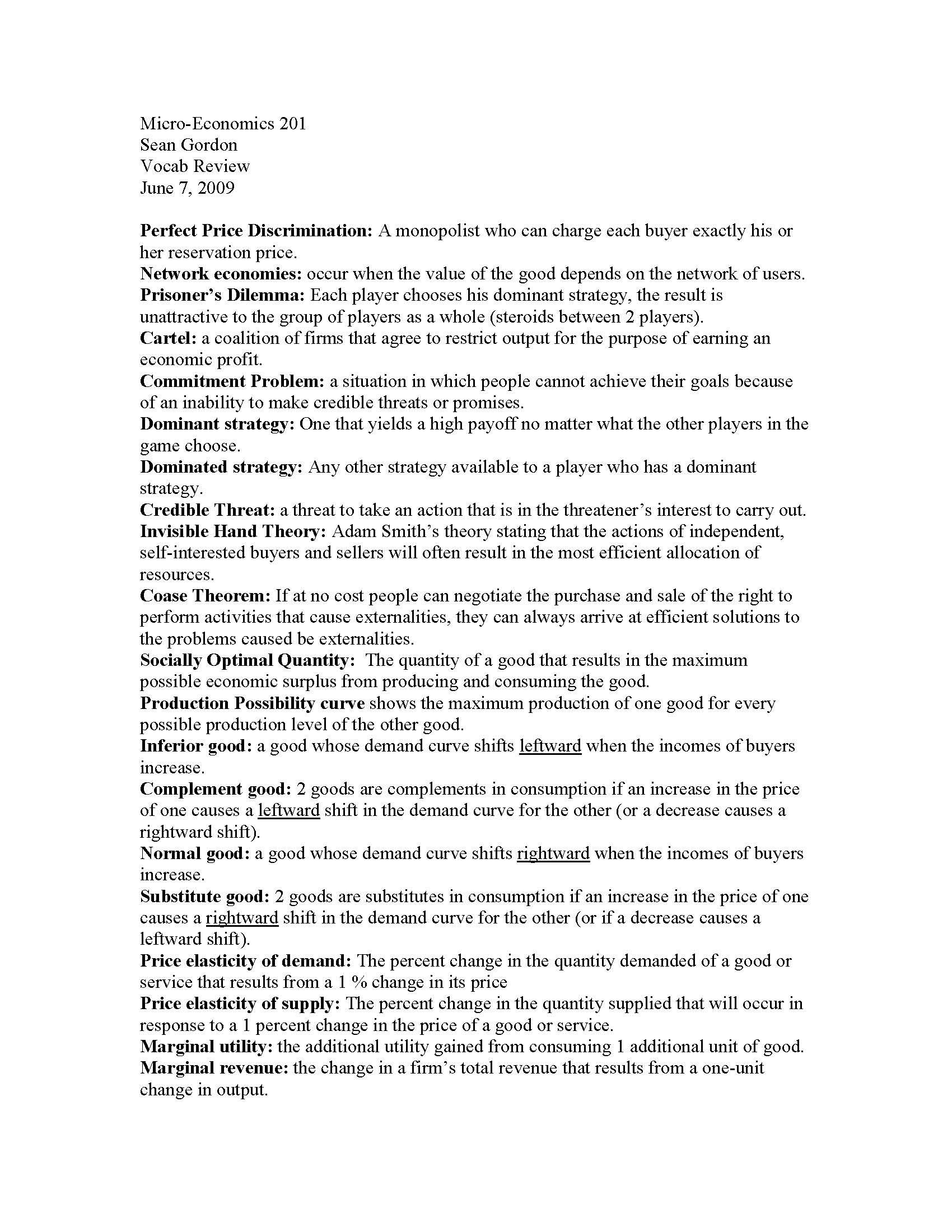 INTRODUCTION TO MICROECONOMICS