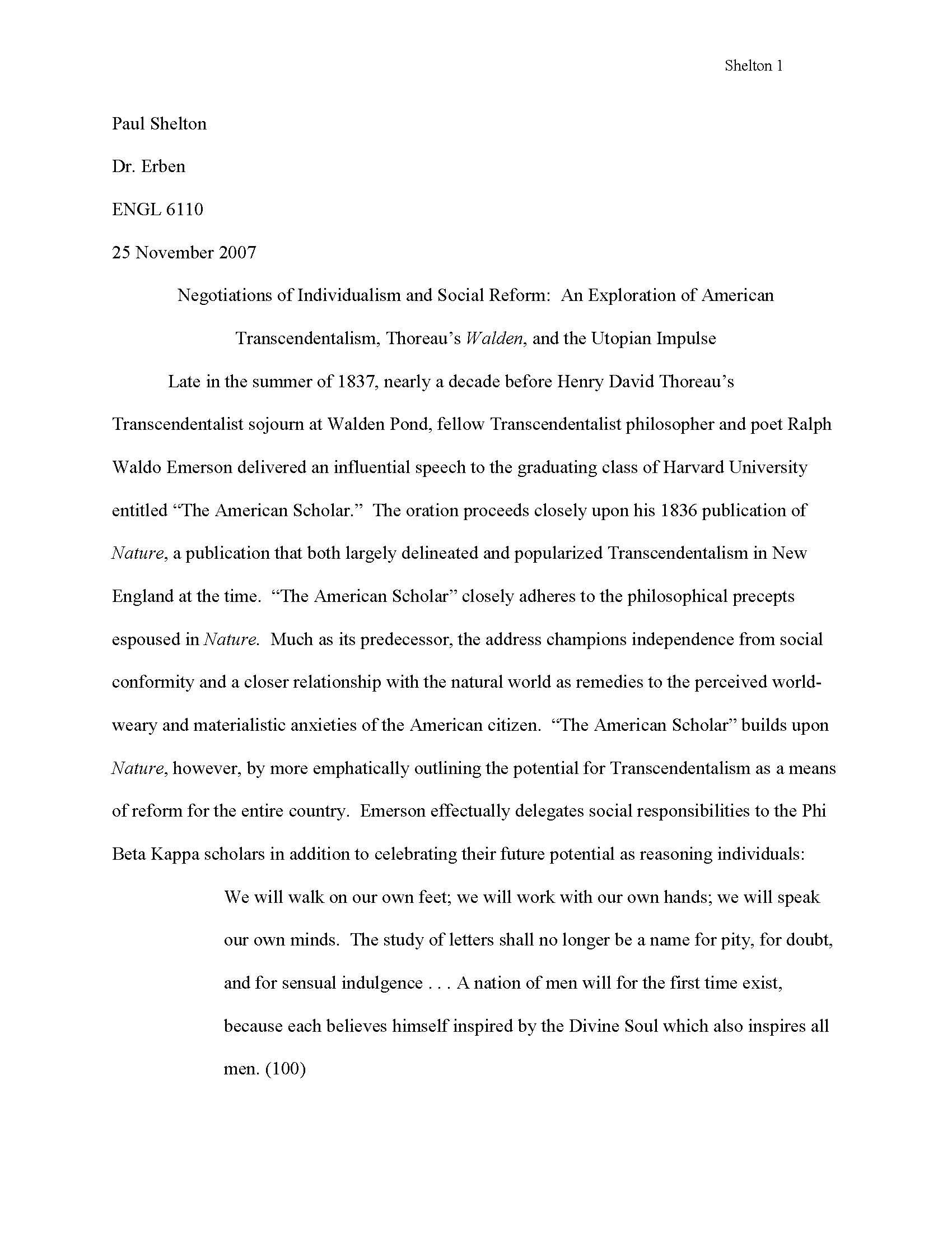 Seminar in American Lit I