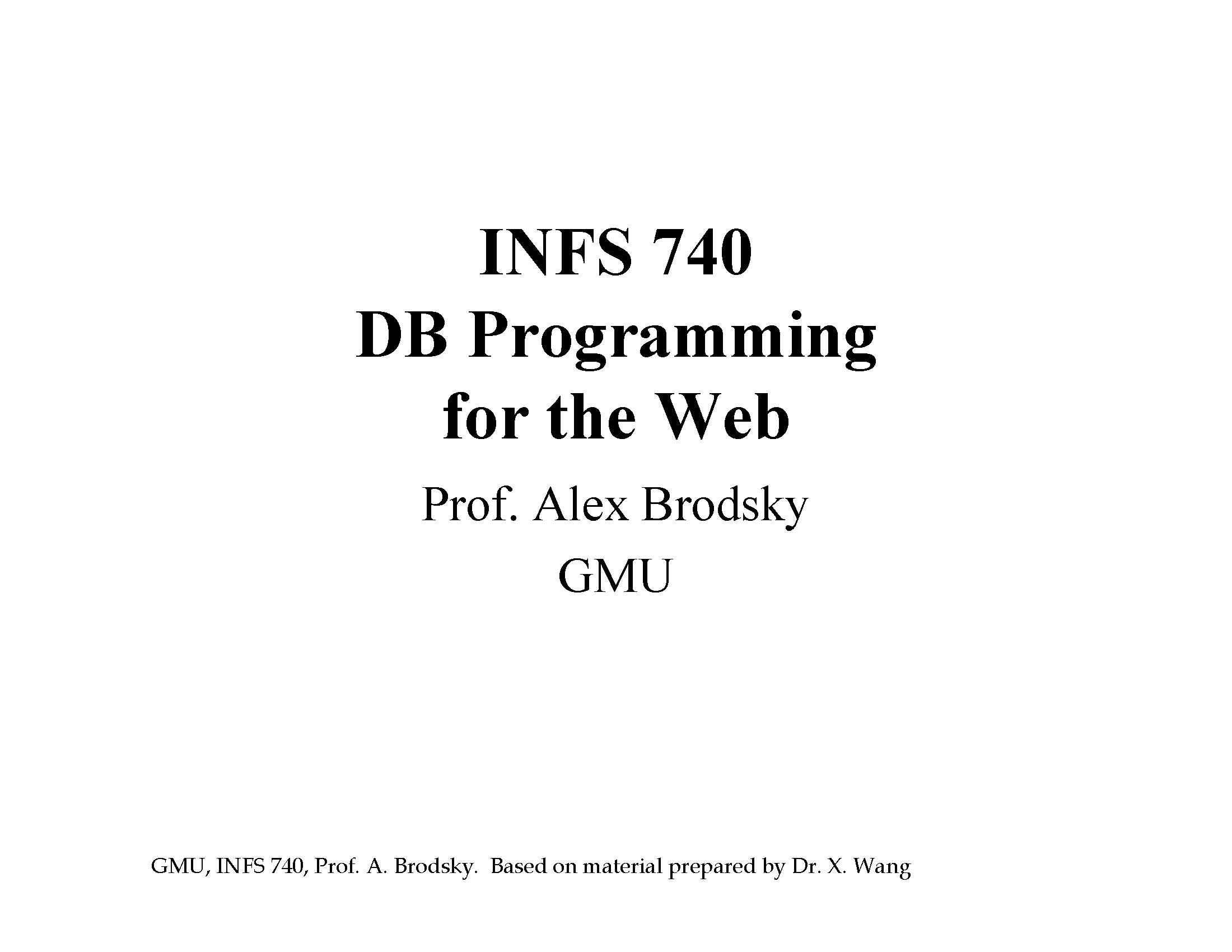 Database Programming for WWW