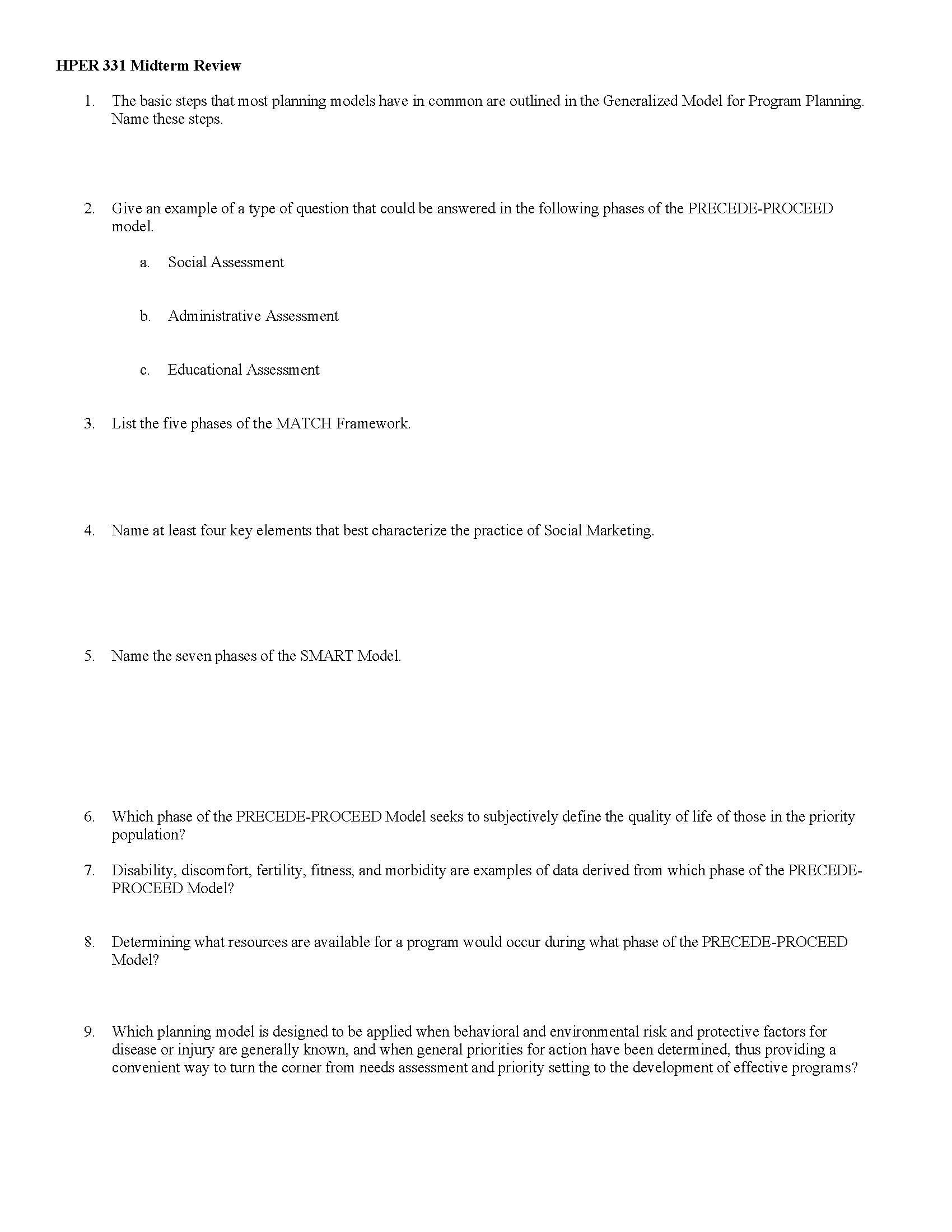 Community Hlth Ed Planning