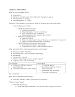 Psychology 105 Exam 1 Study Guide 