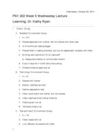 PSY 202 Lecture: Learning