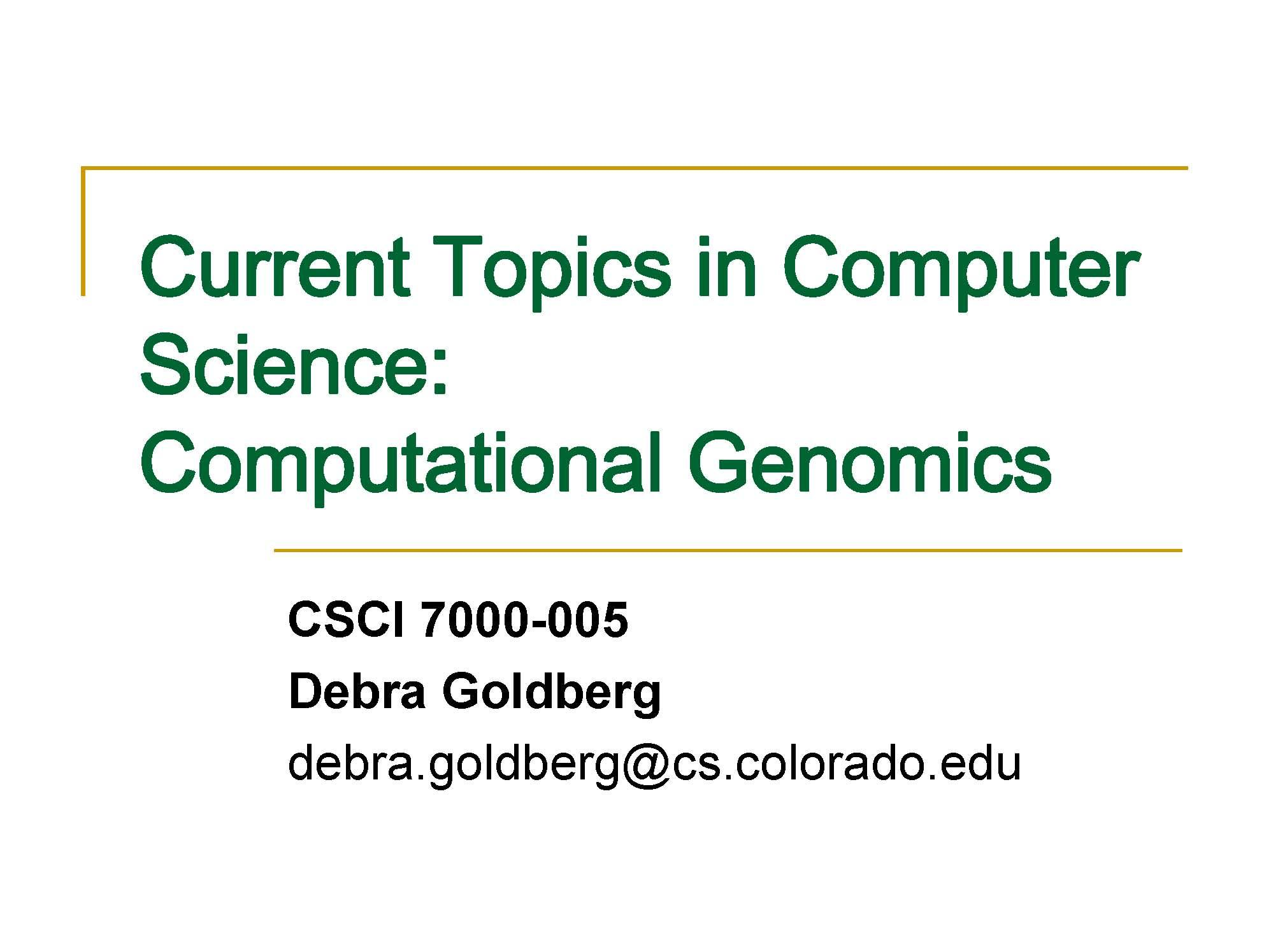 Current Topics in Computer Science