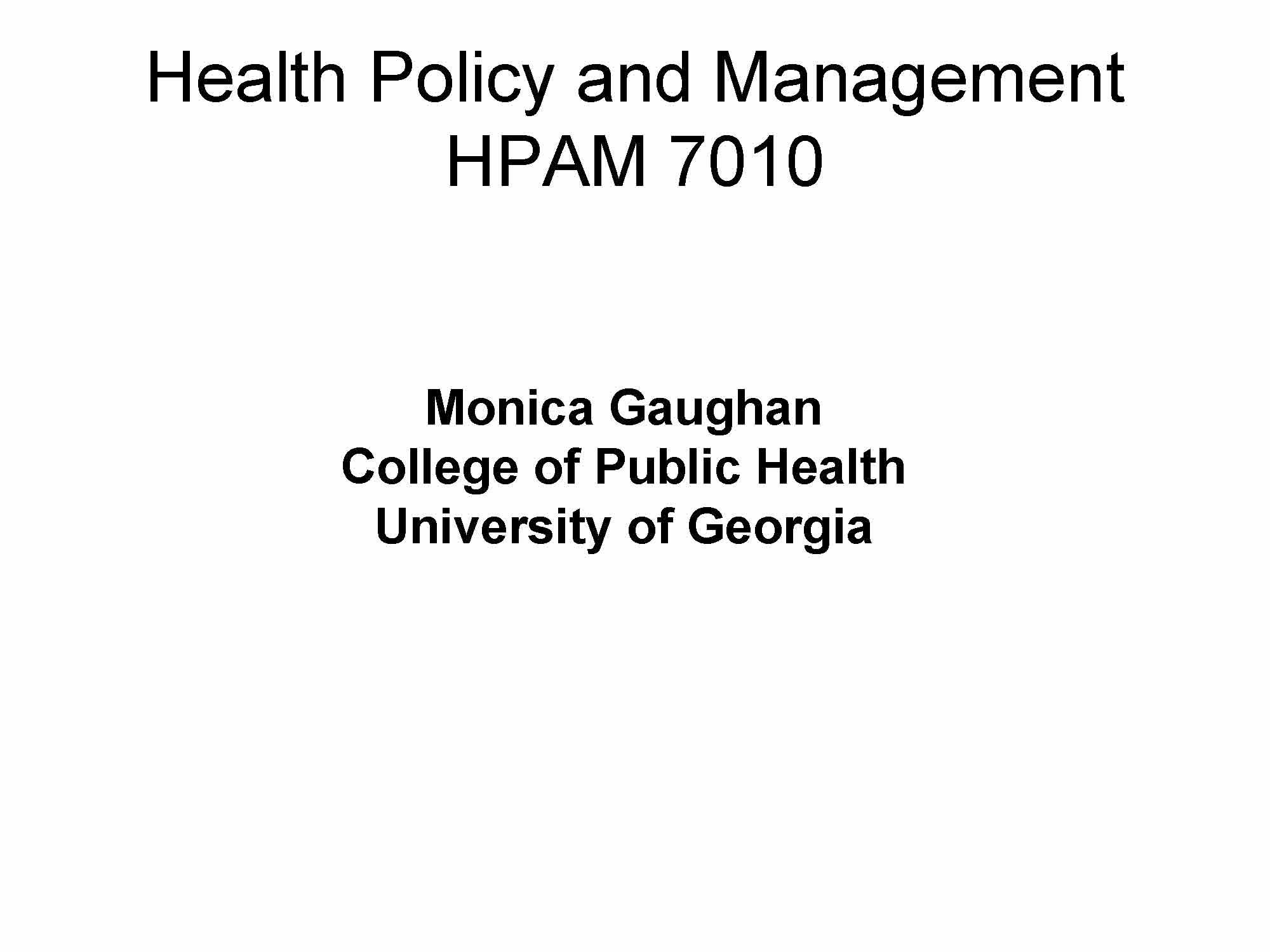 HEALTH POLICY