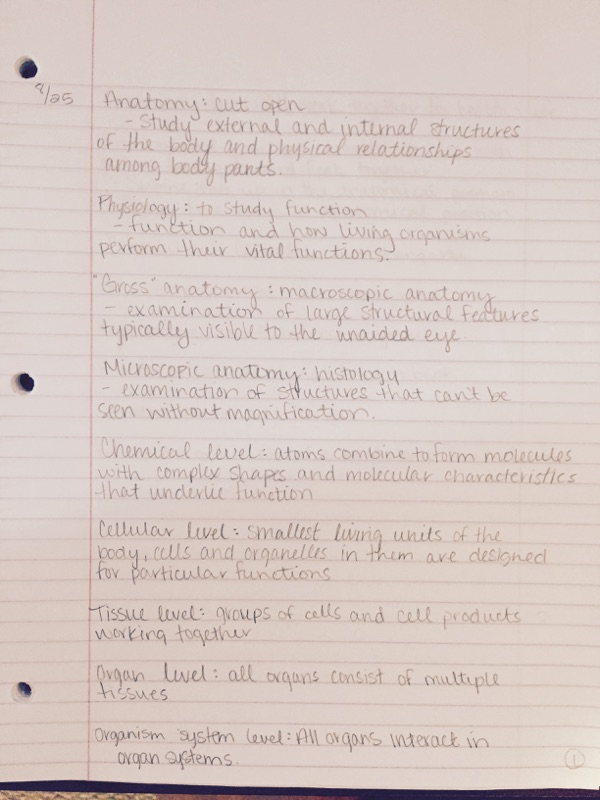 Week 1 and 2 notes: Anat 204 