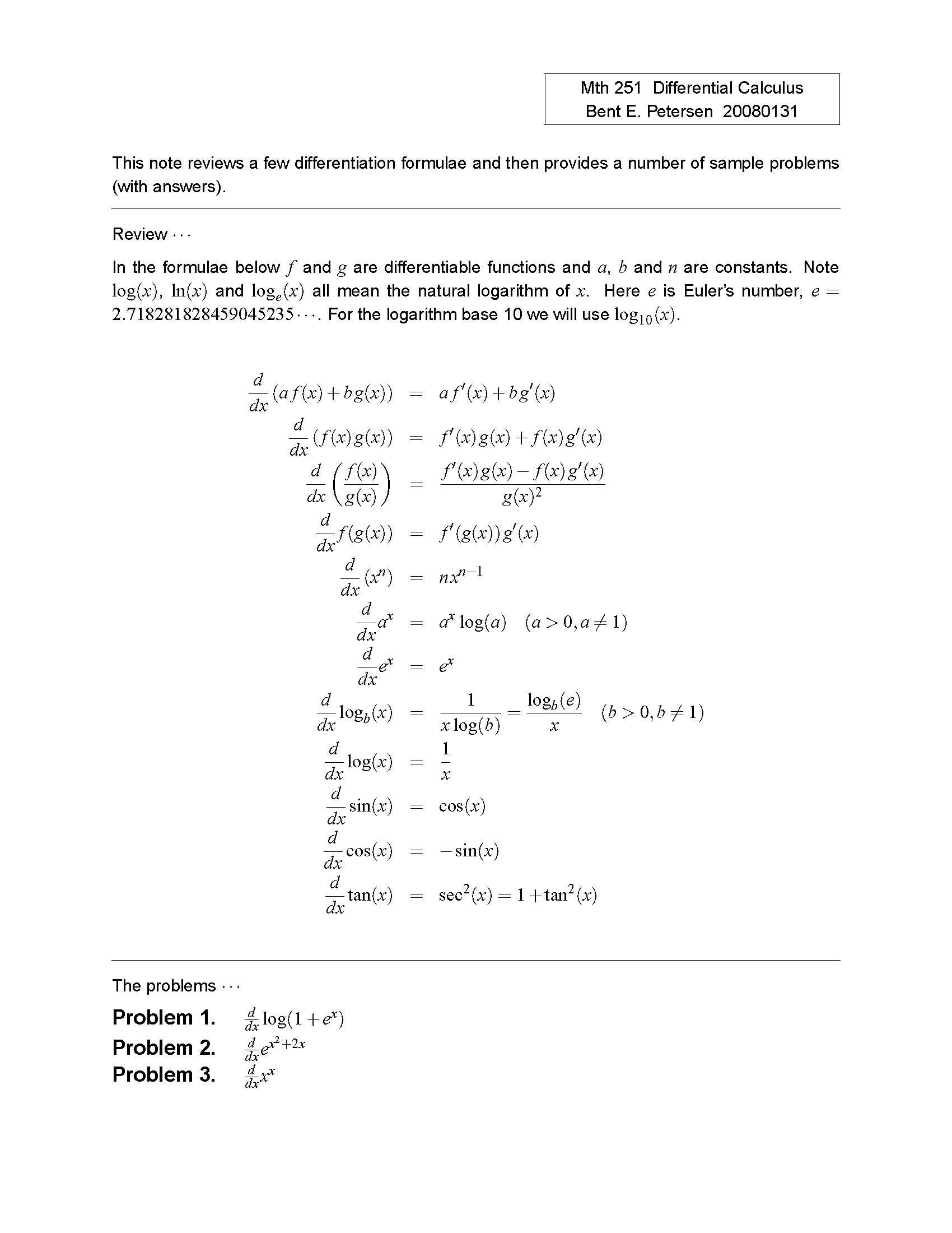 DIFFERENTIAL CALCULUS