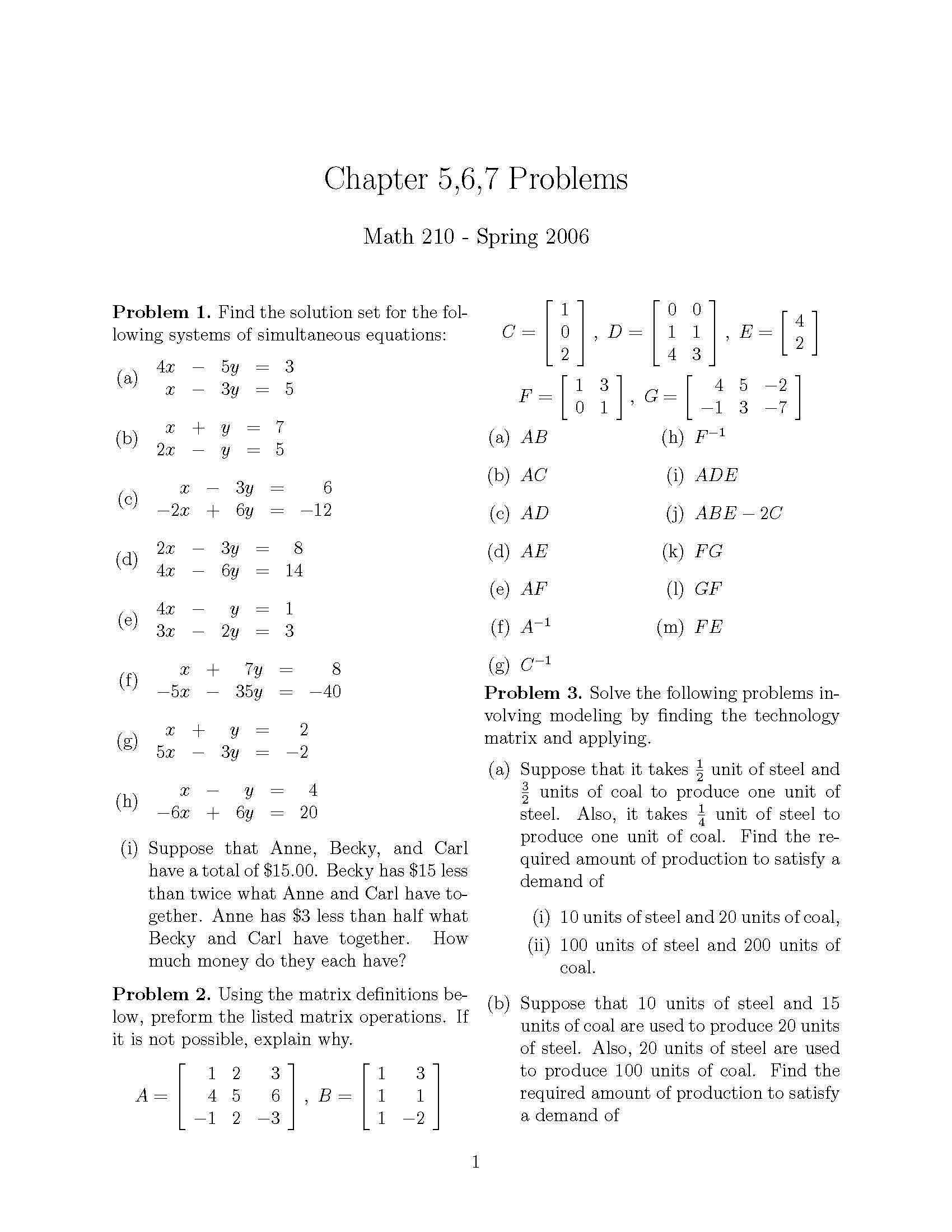 Topics in Finite Mathematics