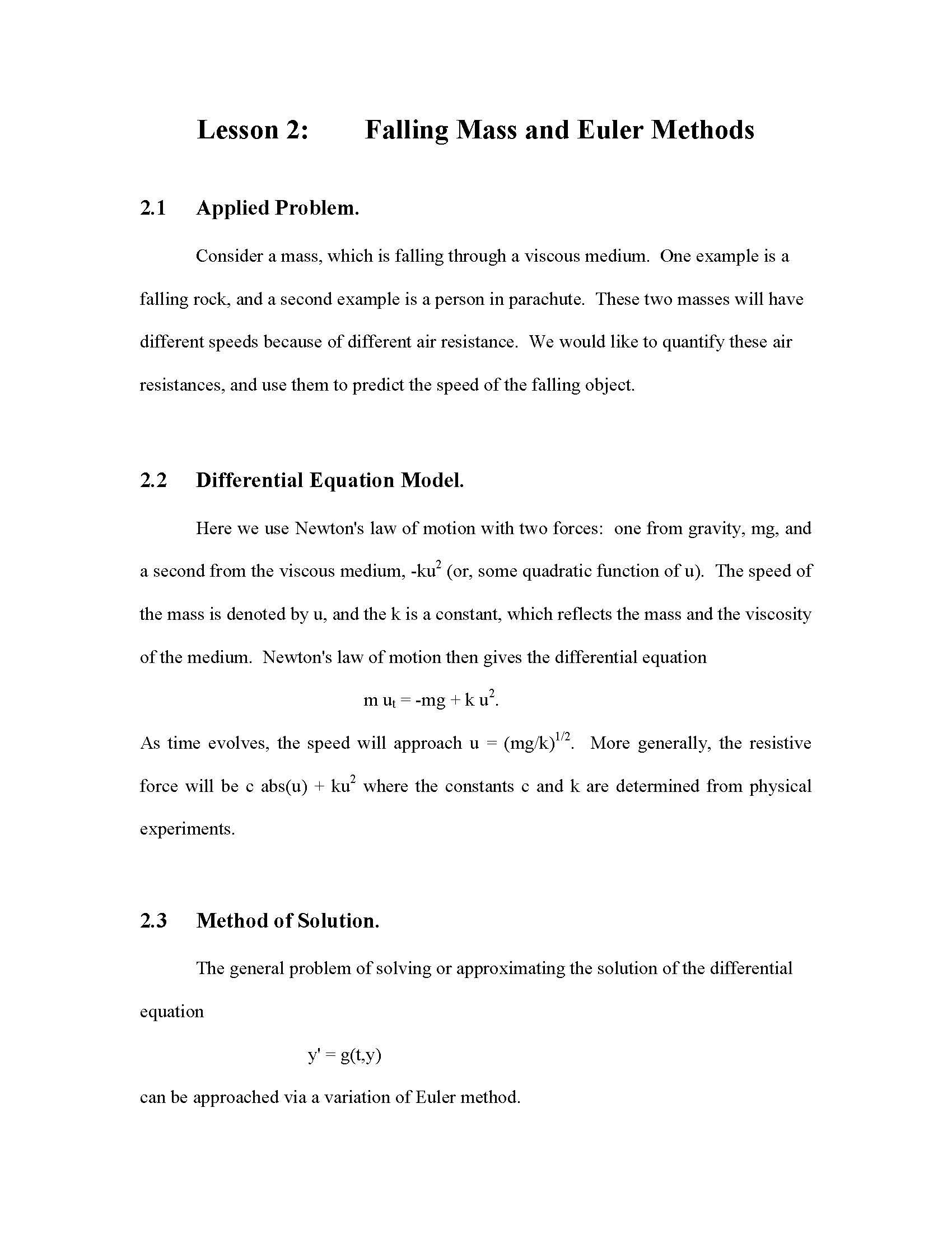 Numerical Applications to Differential Equations