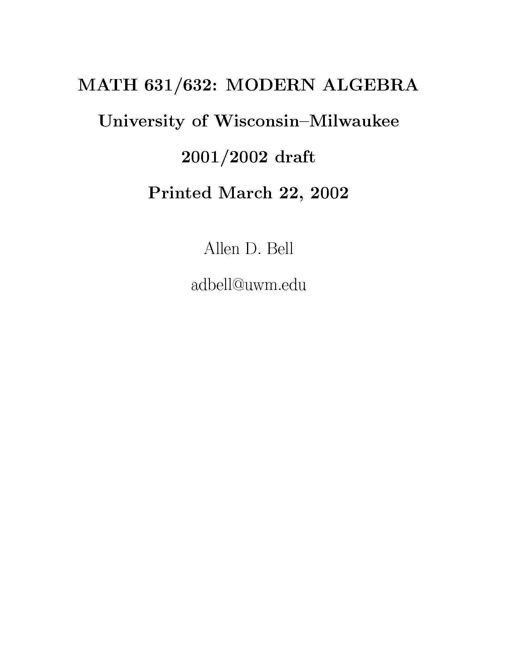 Modern Algebra