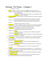 Biology 104 Notes-Chapter 1