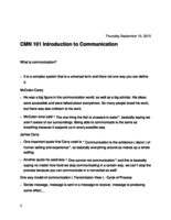 Week One & Two of Communication Class