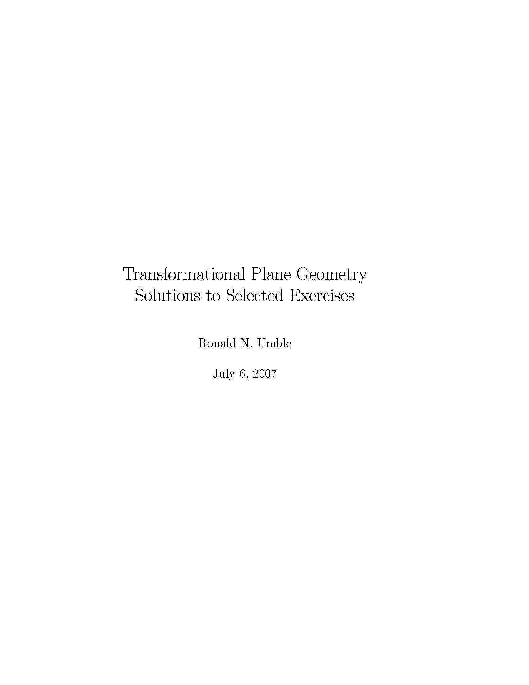 Transformational Geometry