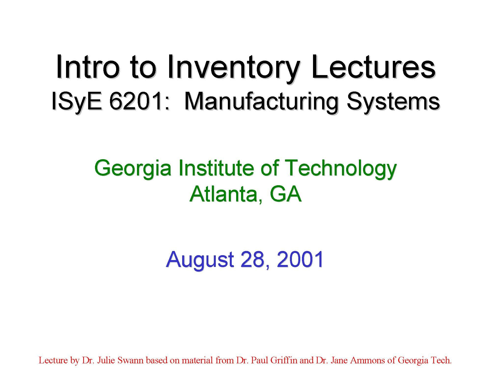 Manufacturing Systems