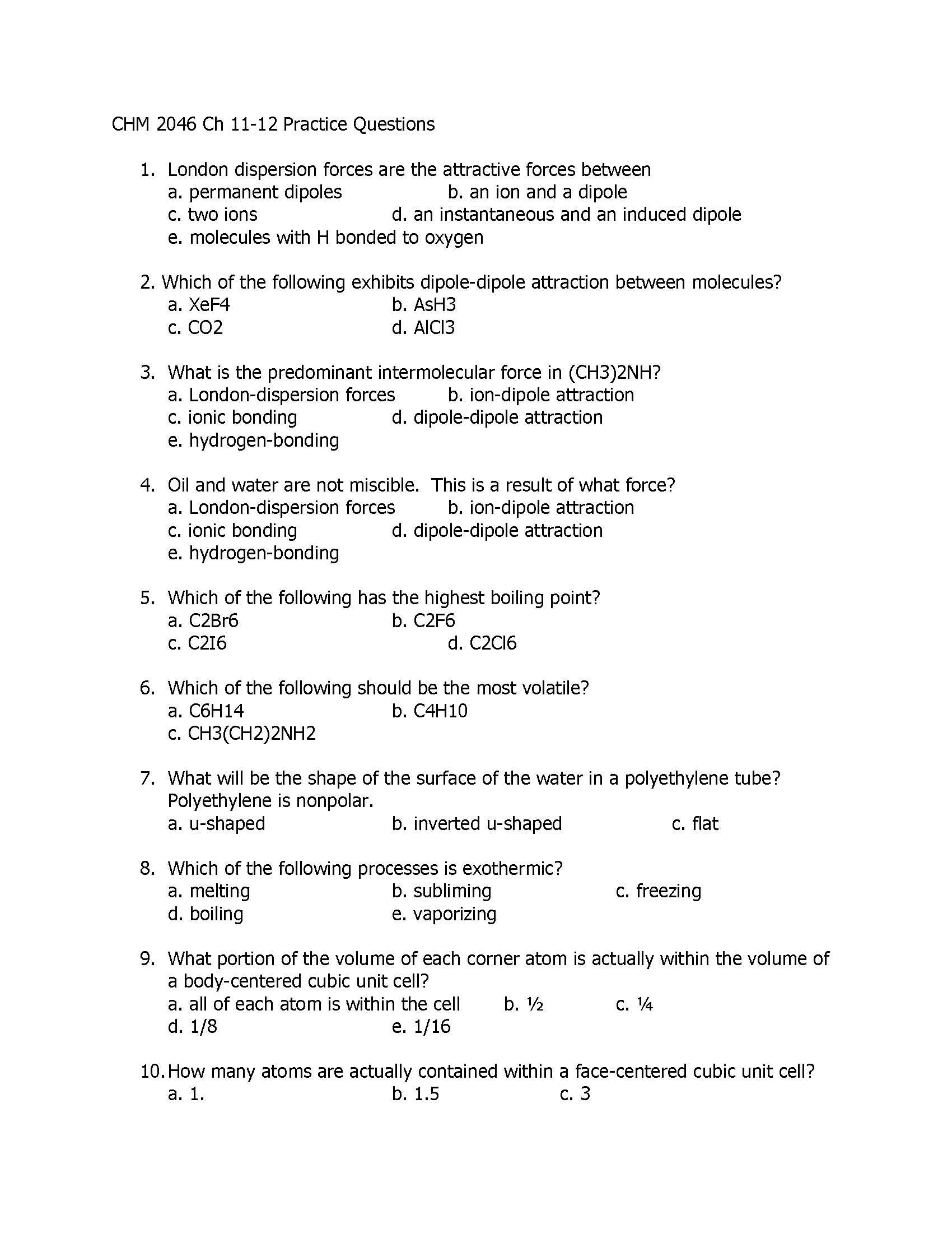 Chemistry Fundamentals II
