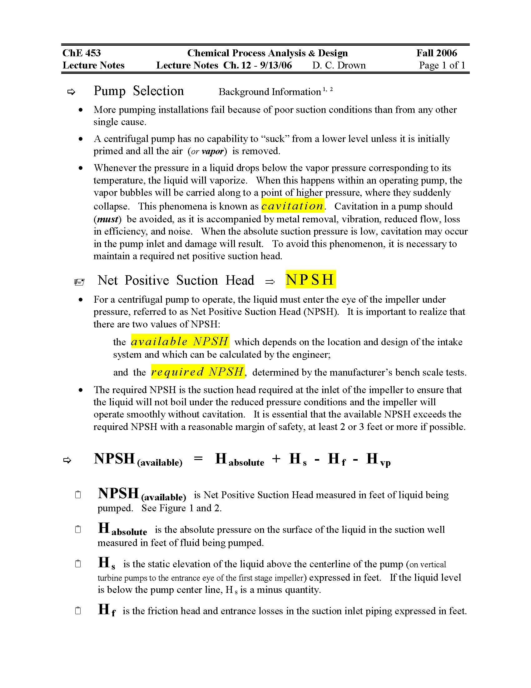 Process Analysis & Design I