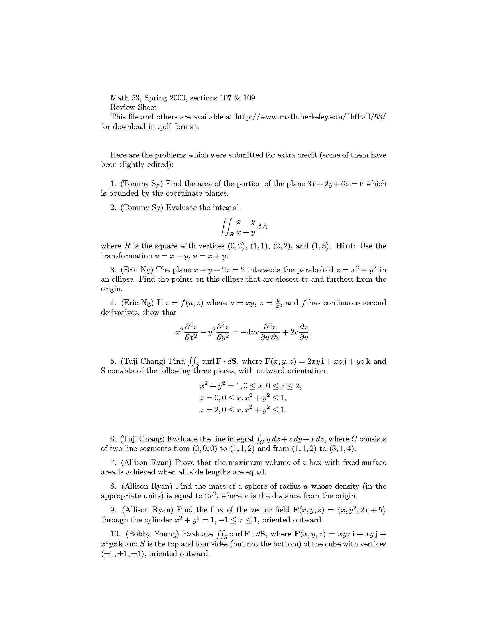 MULTIVAR CALCULUS