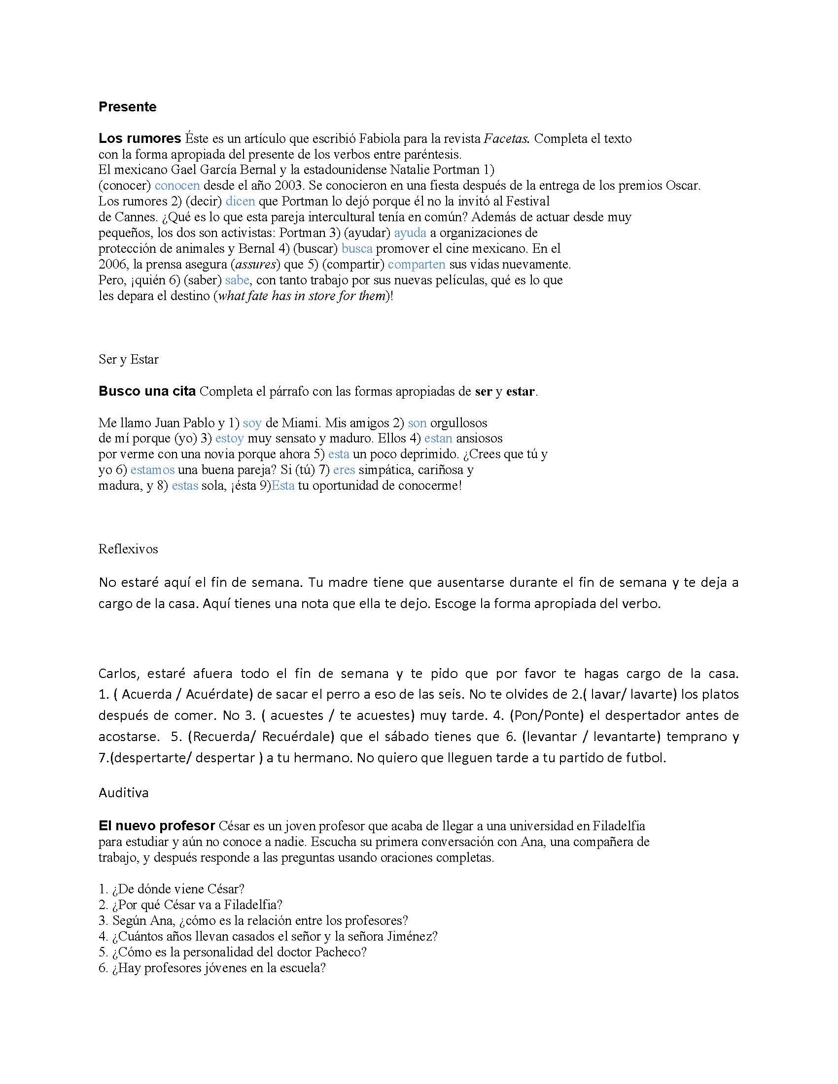 INTERMEDIATE SPANISH I