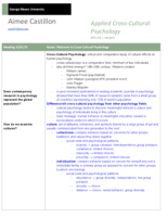 Intro to Cross-Cultural Psychology