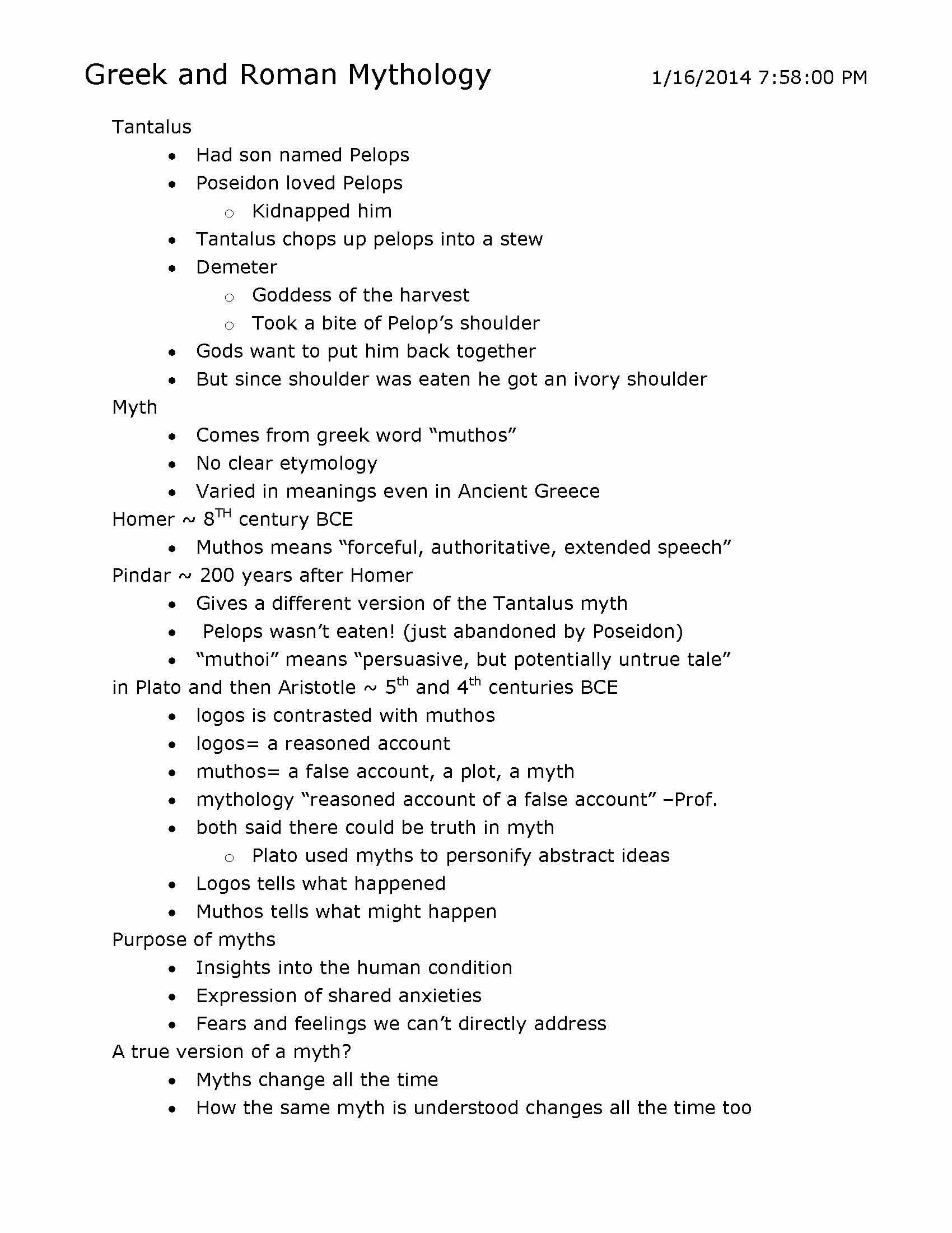 Greek and Roman Mythology