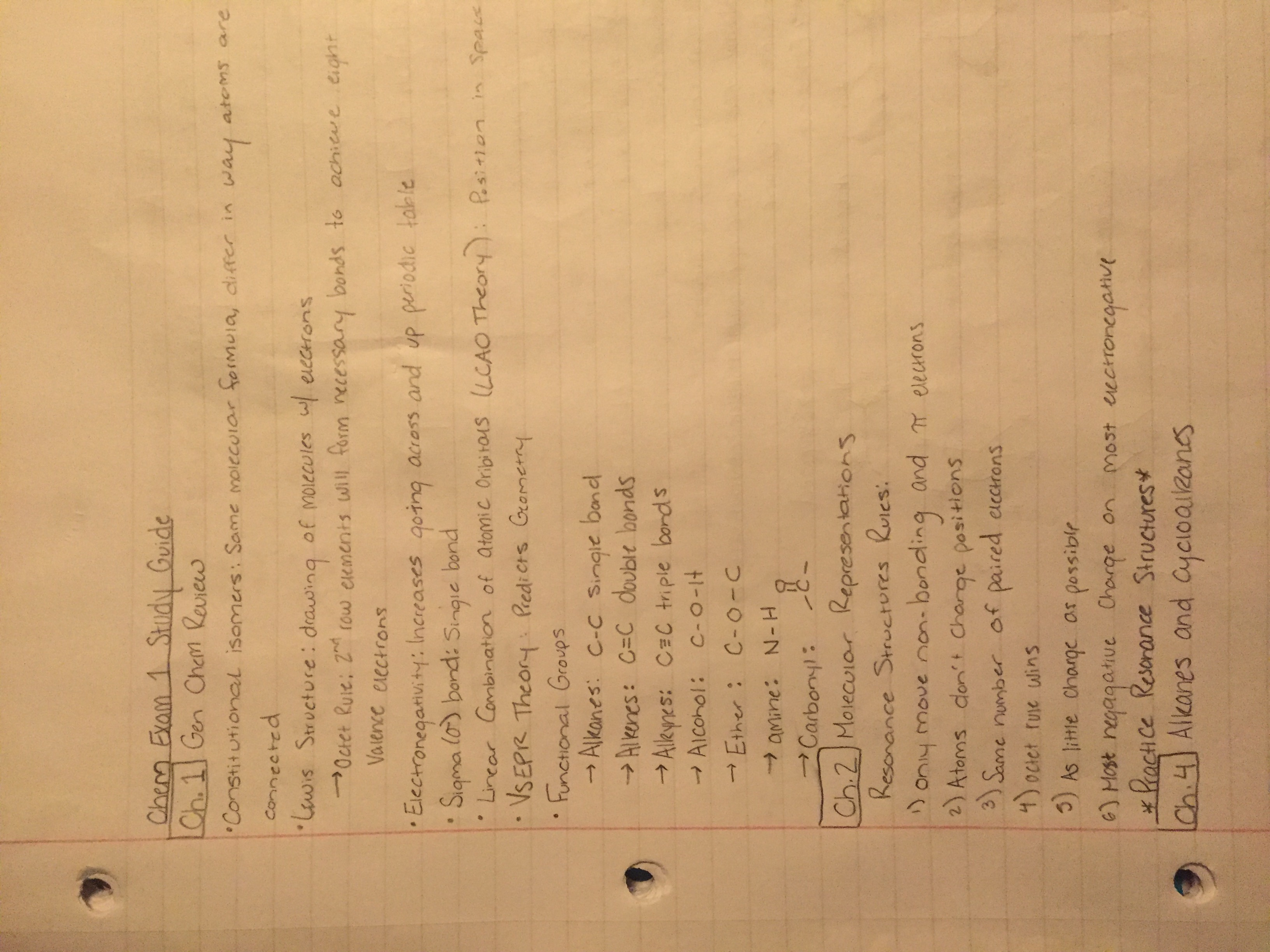 Organic Chemistry Exam 1 Study Guide