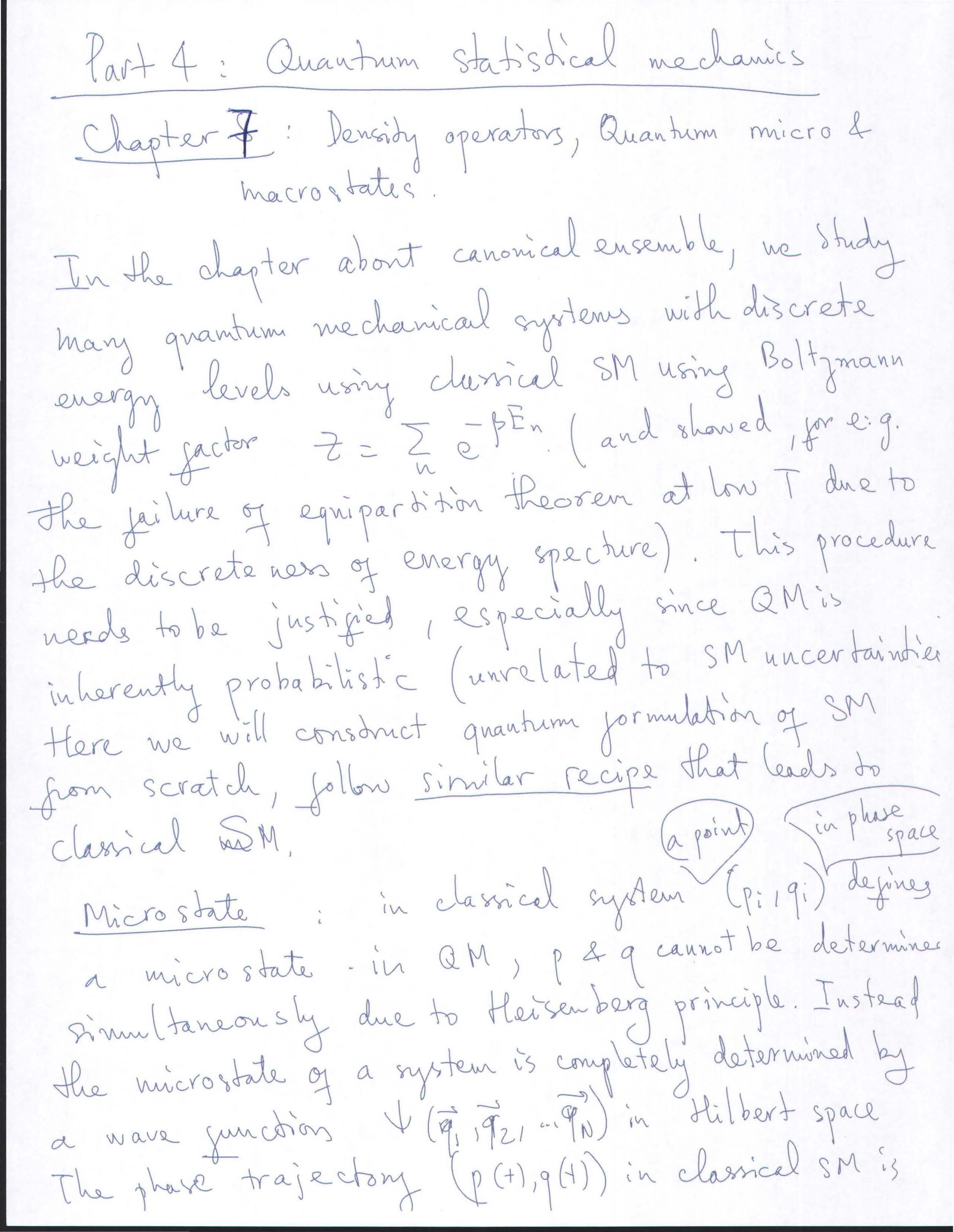 Statistical Mechanics I