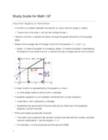Math 127 Study Guide for Exam 1