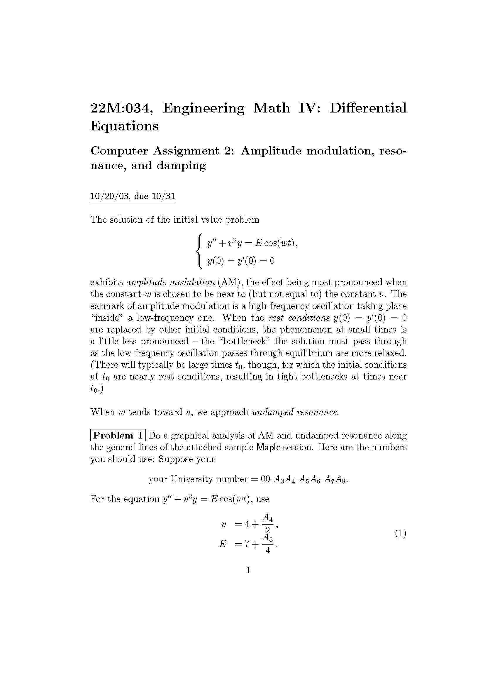Engineer Math IV Differential Equations