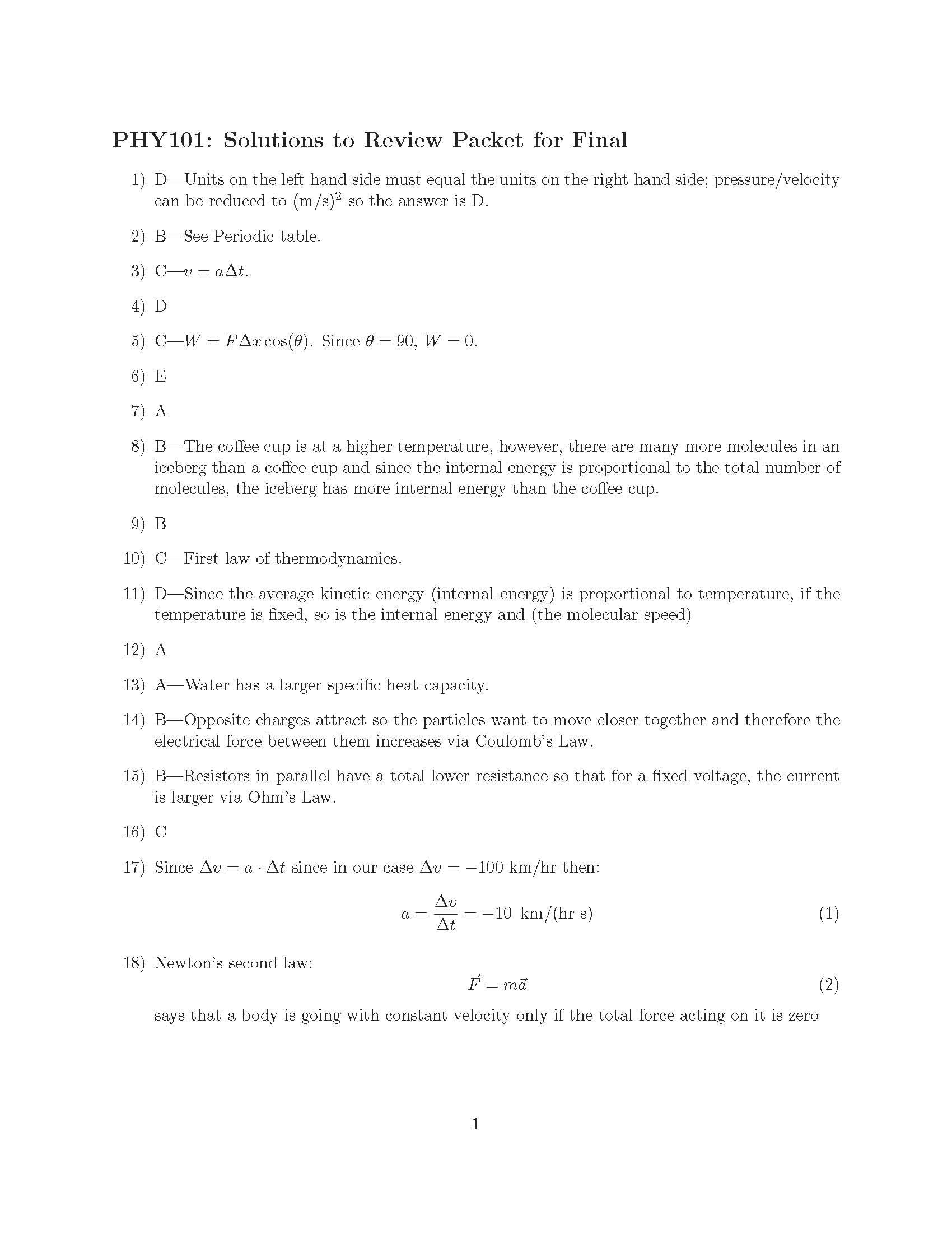 Major Concepts of Physics I