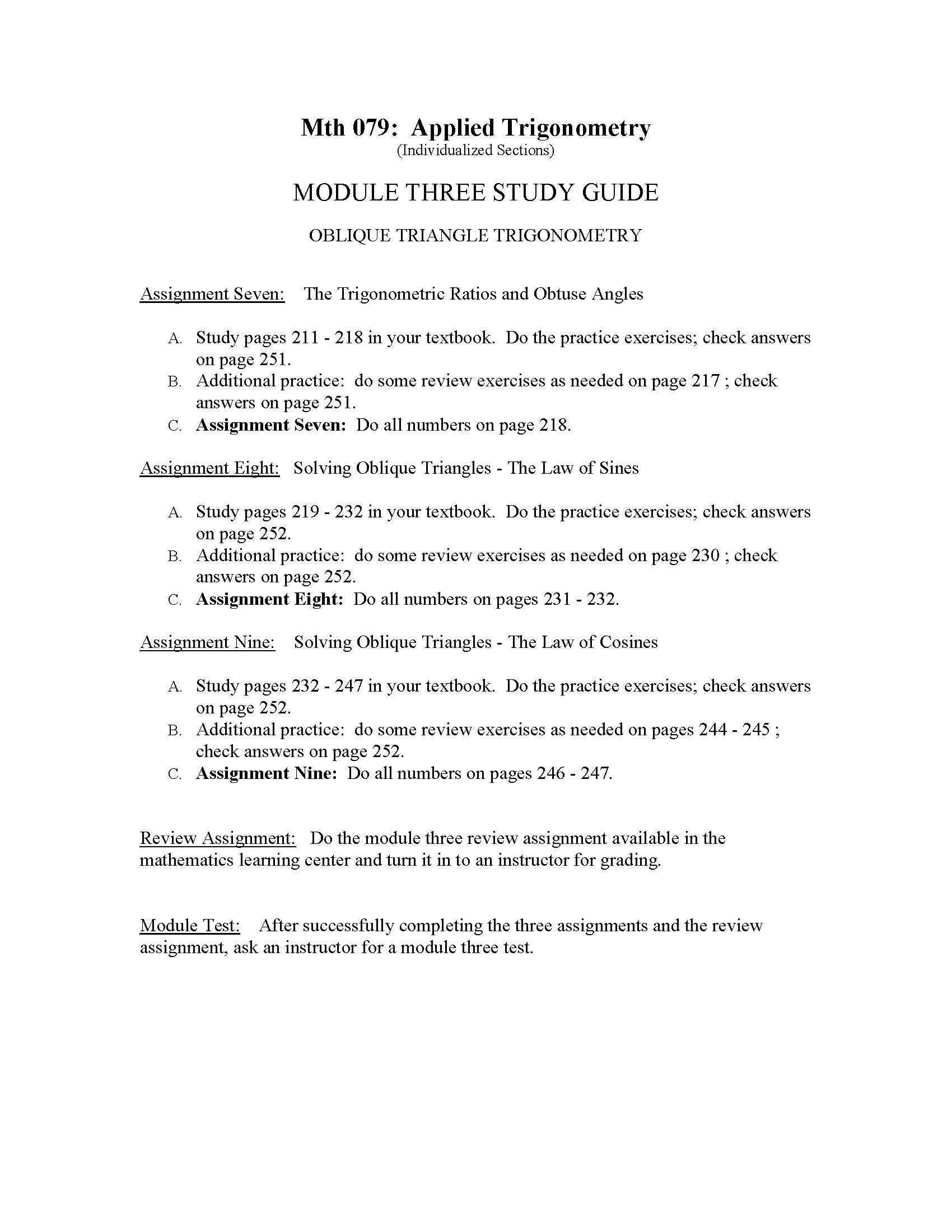 Applied Trigonometry