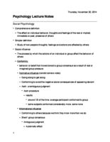 Lecture Notes - Social Psychology
