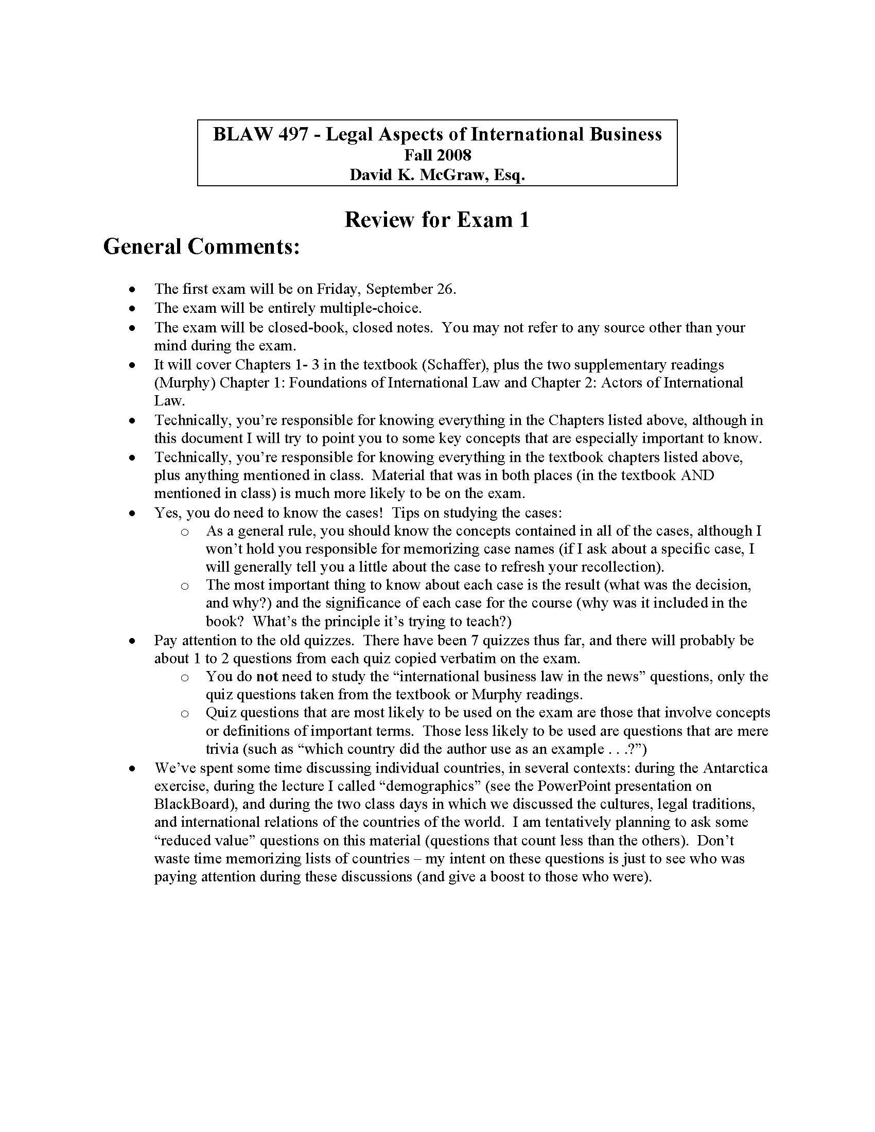 LEGAL ASPECTS OF INT BUS