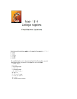 College Algebra Final Exam Review